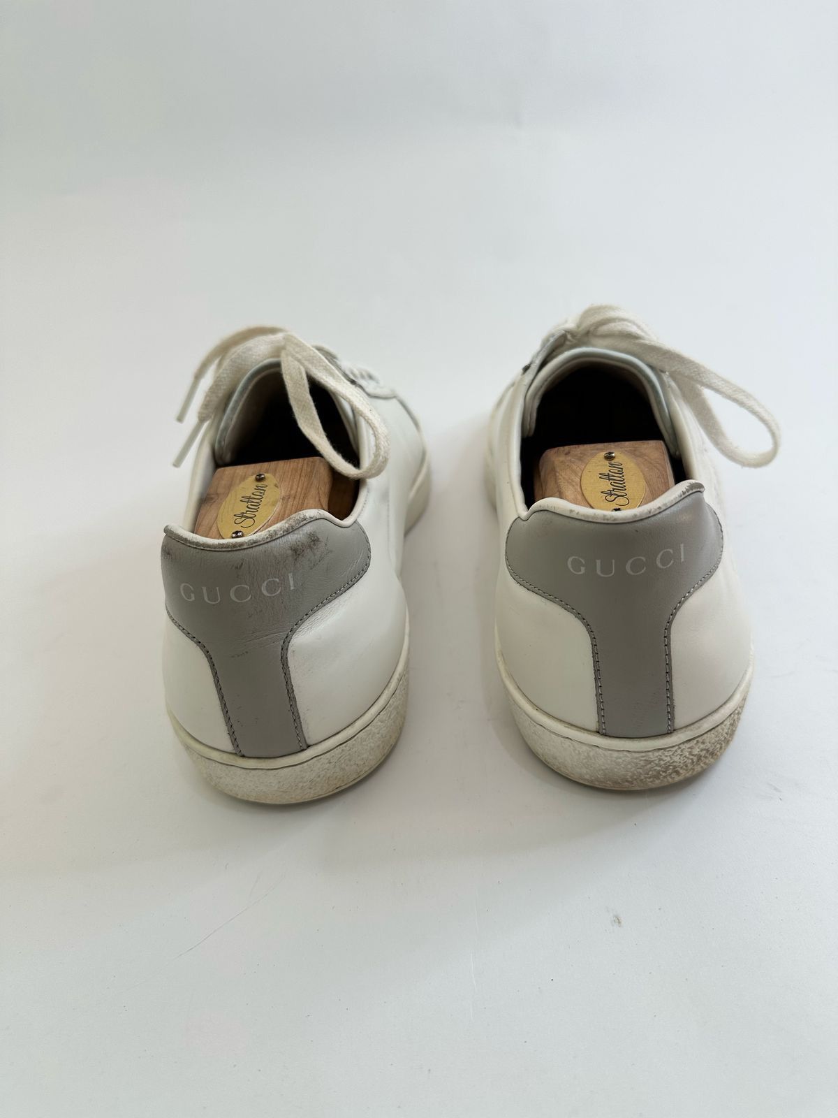Gucci Gucci White/Grey Leather Perforated GG Ace Sneakers Size 9 Size US 9 / EU 42 - 5 Thumbnail