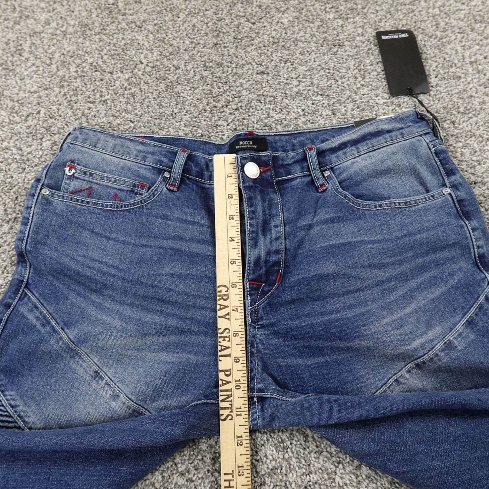 True Religion True Religion Jeans Mens 33X32 Dark Blue Denim Rocco Moto Relaxed Skinny Jeans Mens Blue 90s? Size US 33 - 5 Thumbnail