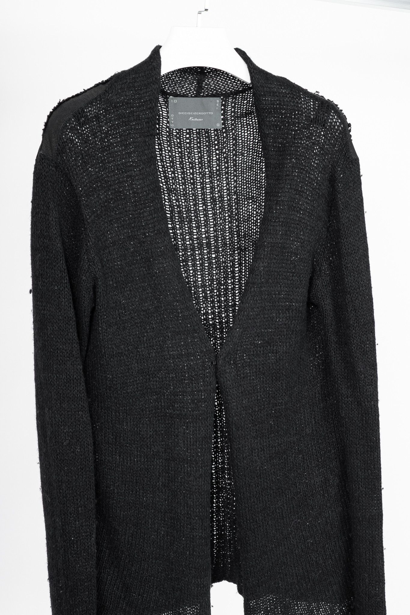 10sei0otto 10sei0otto Black Knit Leather-Trim Cardigan Size US M / EU 48-50 / 2 - 3 Thumbnail