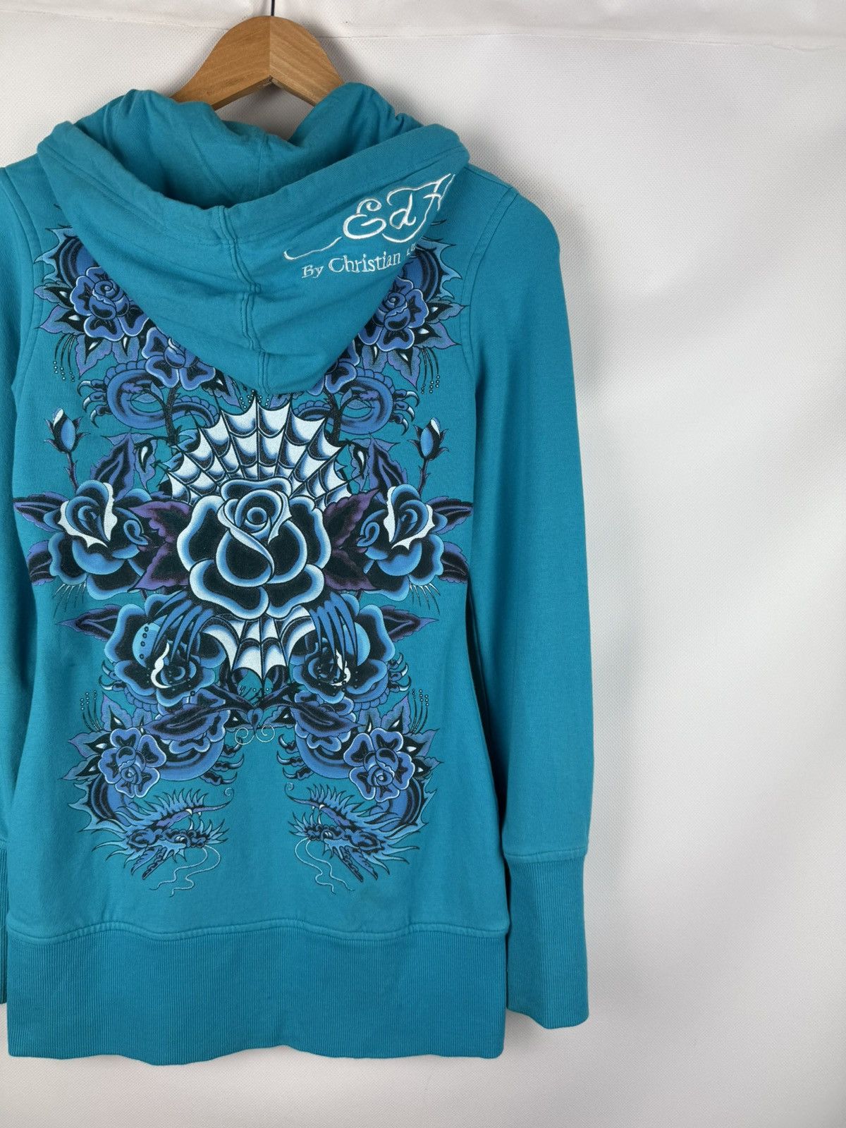 Ed Hardy Ed Hardy By Christian Audigier Y2K Tattoo Overprinted Hoodie Size S / US 4 / IT 40 - 19 Thumbnail