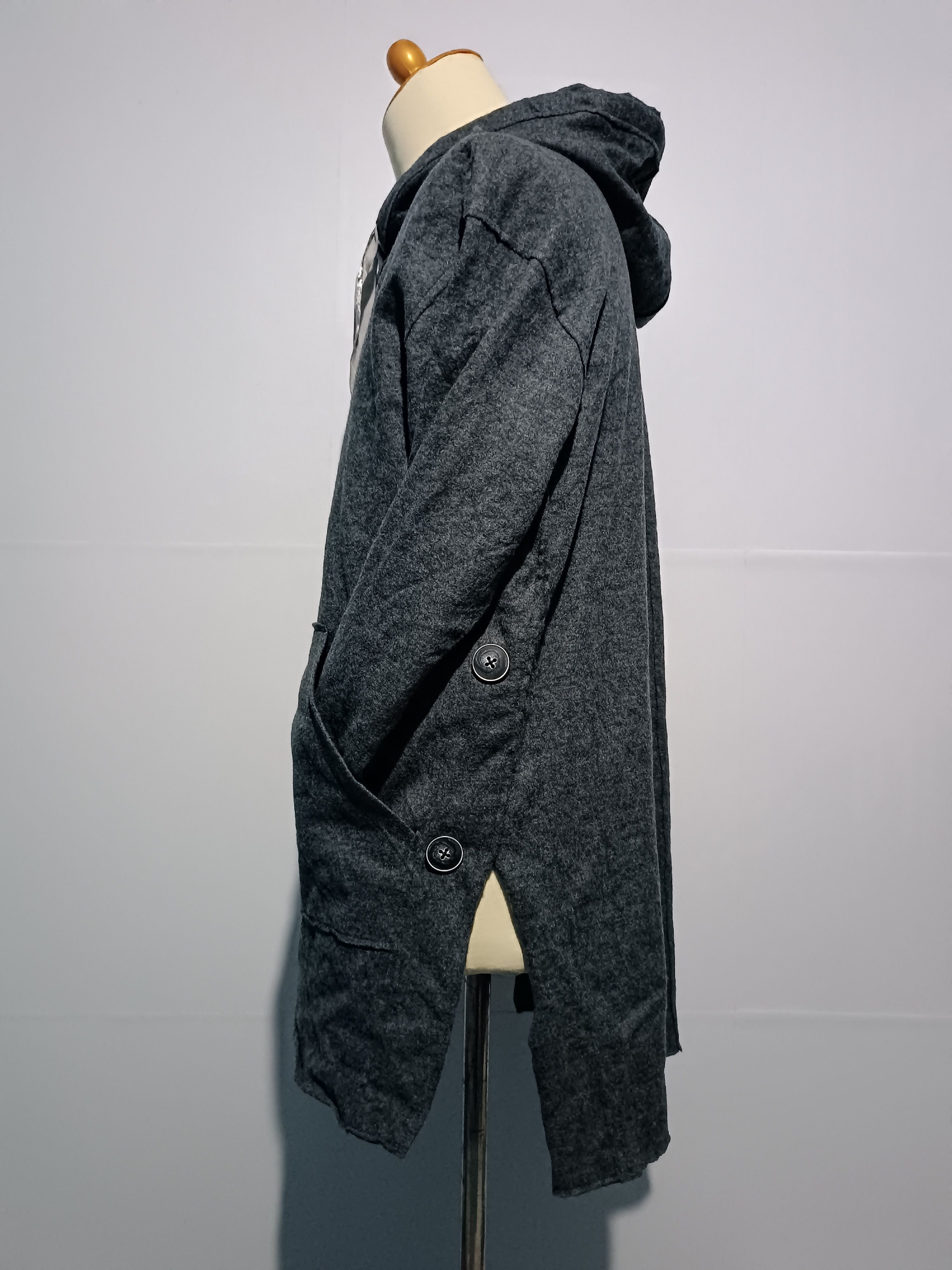 Japanese Brand Asymmetrical Hoodie 3/4 Sleeve Gray Size US L / EU 52-54 / 3 - 2 Thumbnail