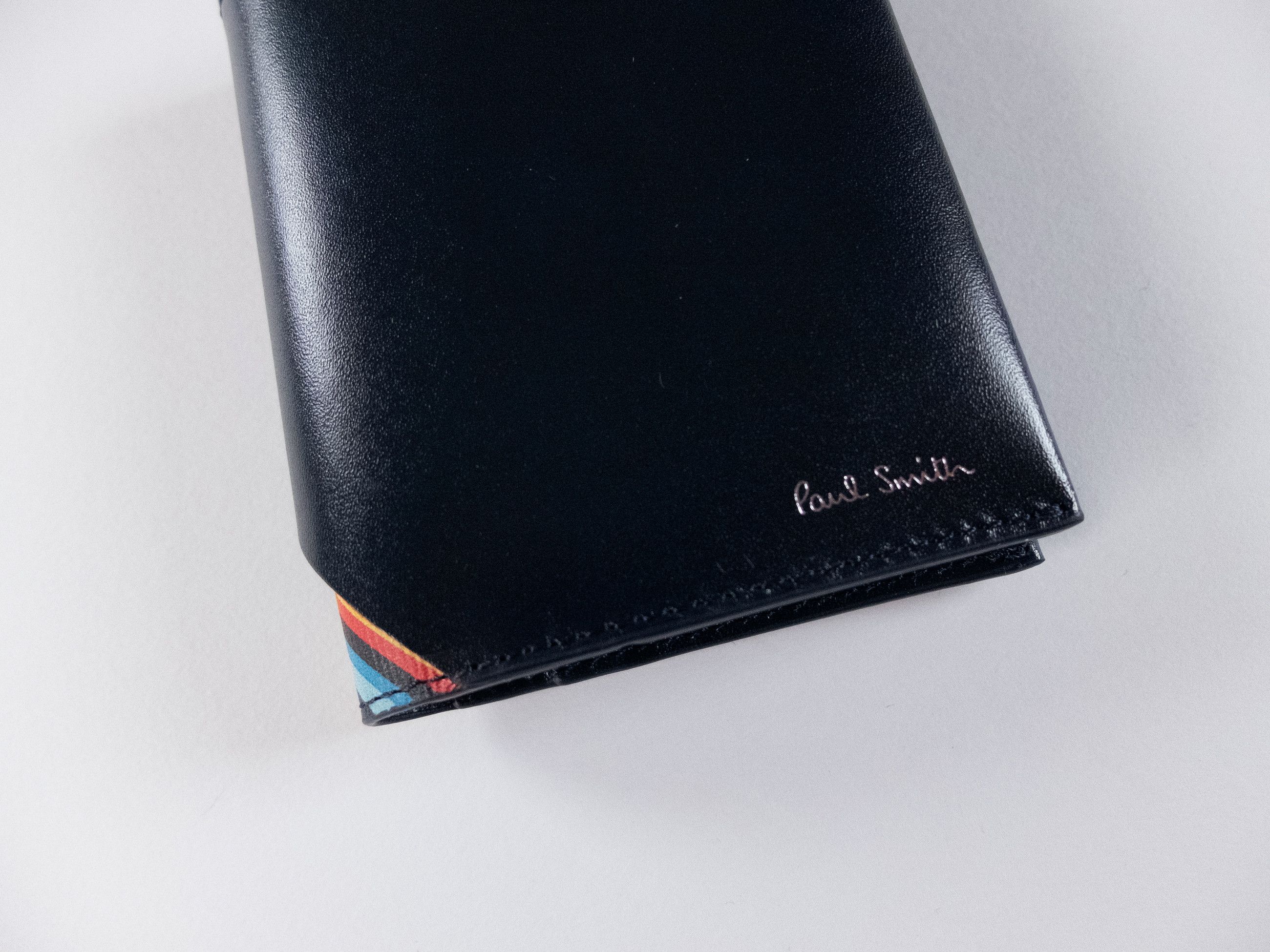 Paul Smith PAUL SMITH navy blue compact leather bifold wallet w stripe Size ONE SIZE - 4 Thumbnail