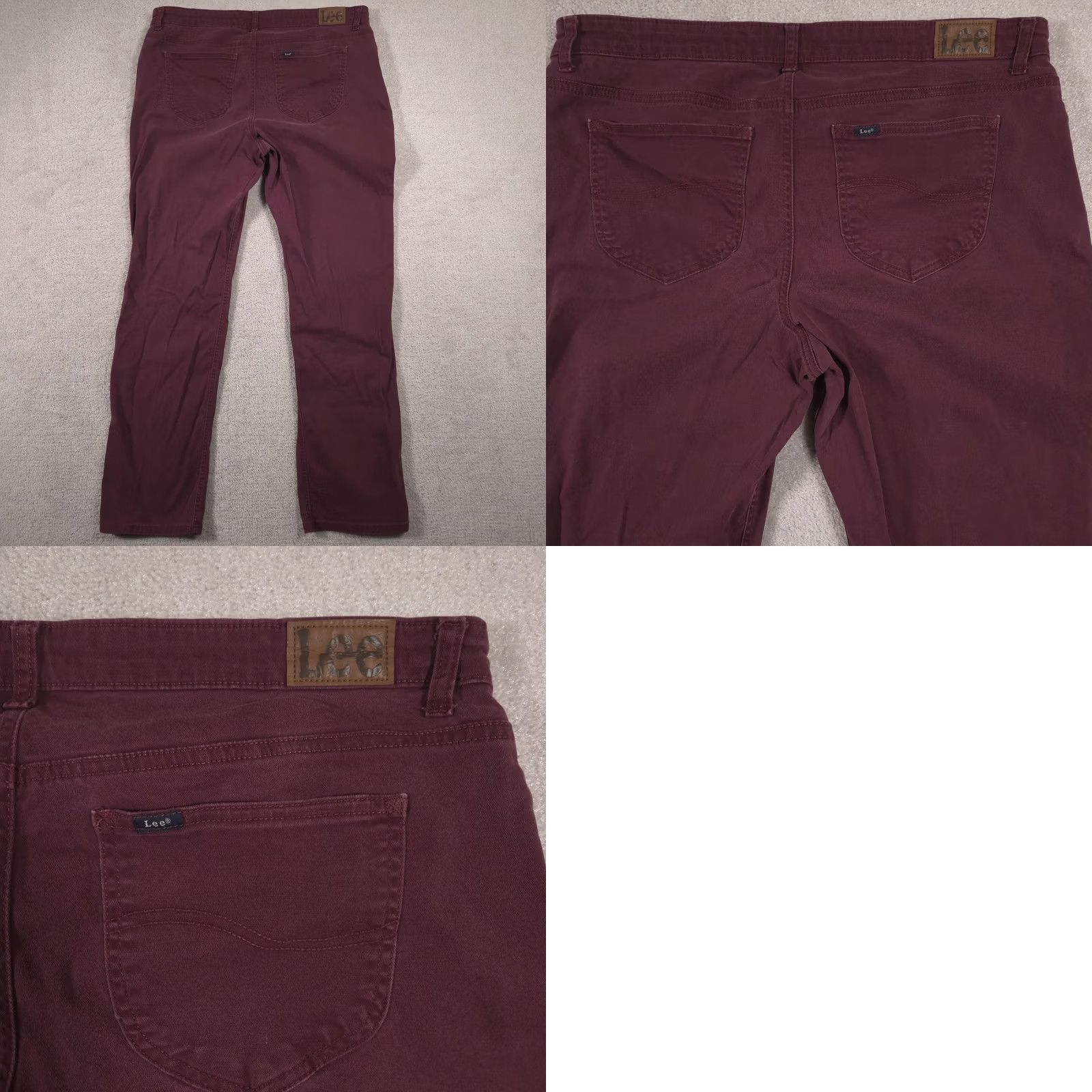 Lee Lee Jeans Womens 18 Long Red Dark Wash Mid Rise Relaxed Straight Stretch Denim Jeans Size 40" / US 18 - 9 Thumbnail