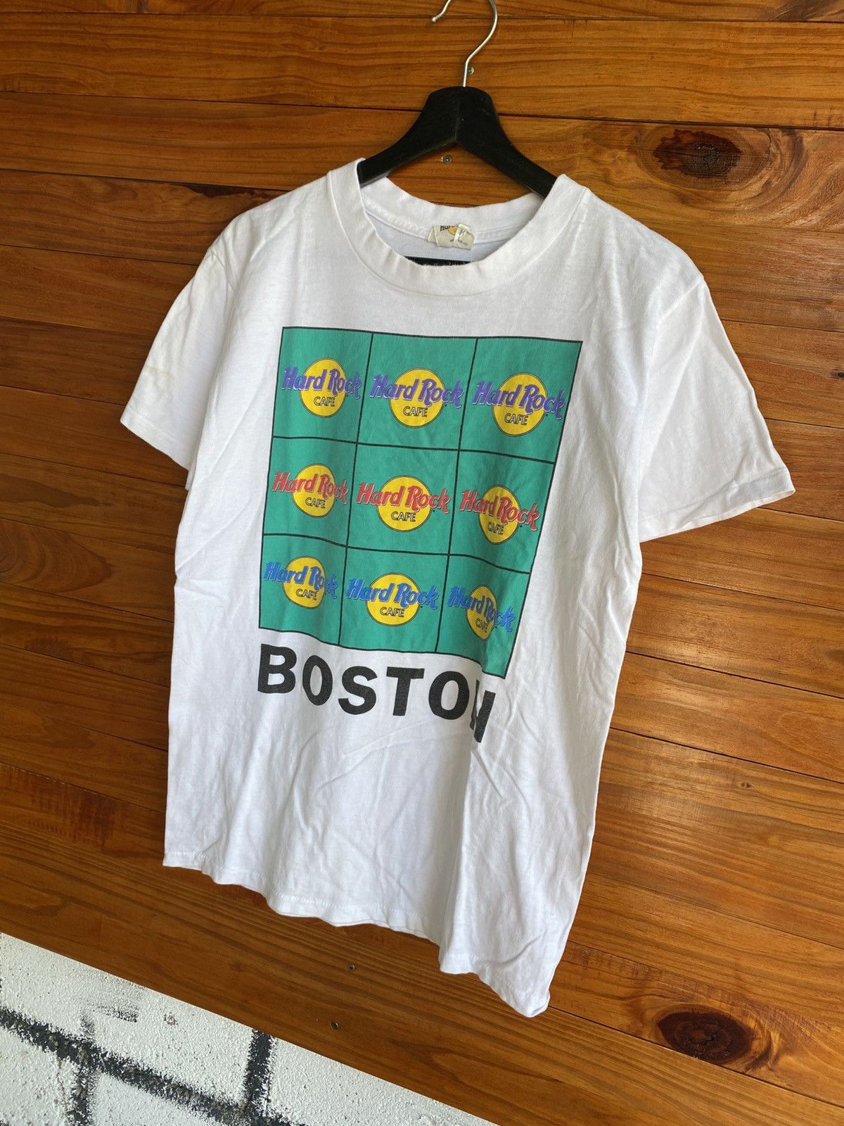Hard Rock Cafe Vintage 90s Hard Rock Cafe Boston Pop Art Logo T-Shirt White Size US M / EU 48-50 / 2 - 4 Thumbnail