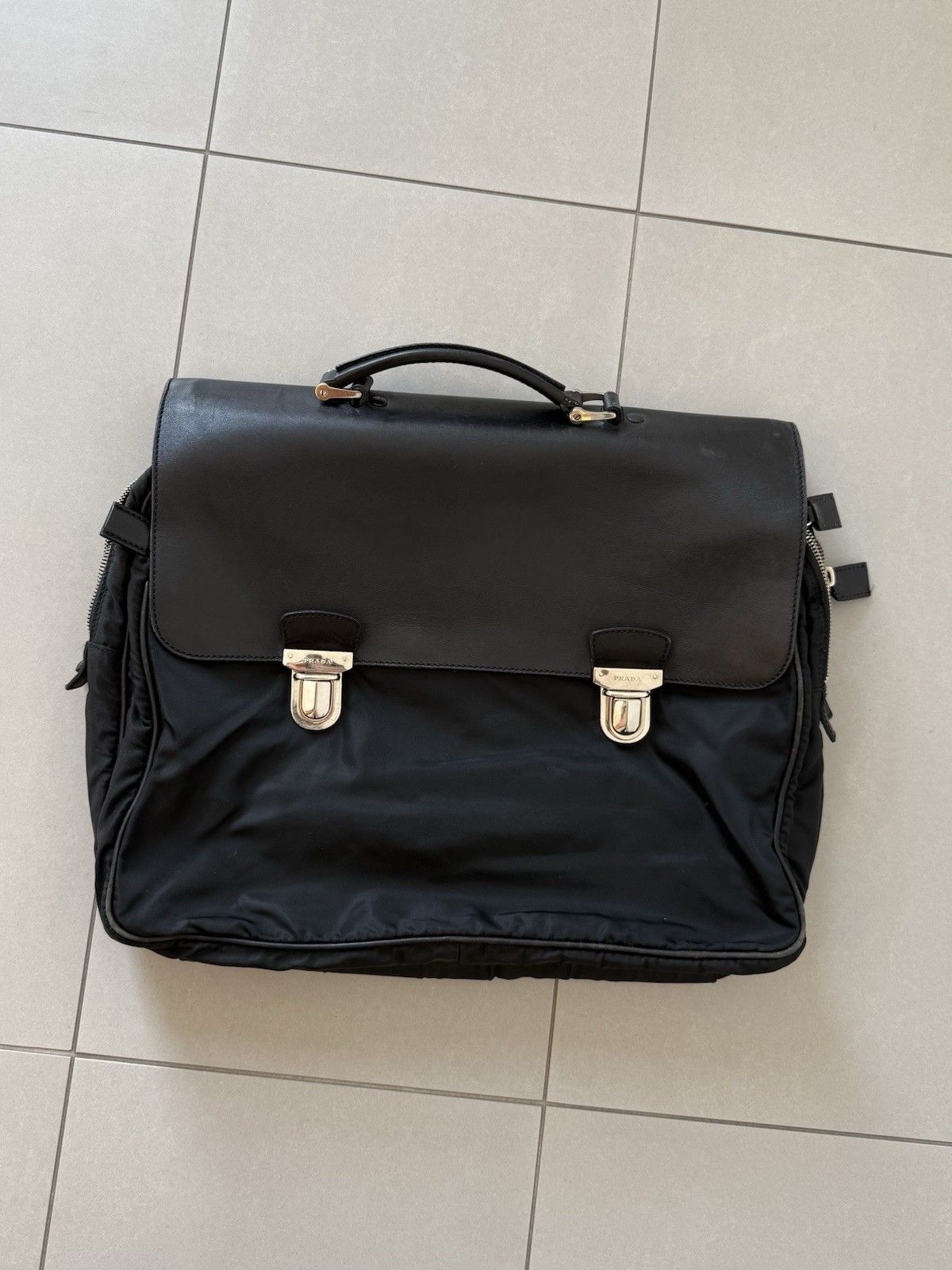 Prada Vintage 1997 Prada Bag Briefcase Mens Handbags Leather Nylon Size ONE SIZE - 17 Thumbnail