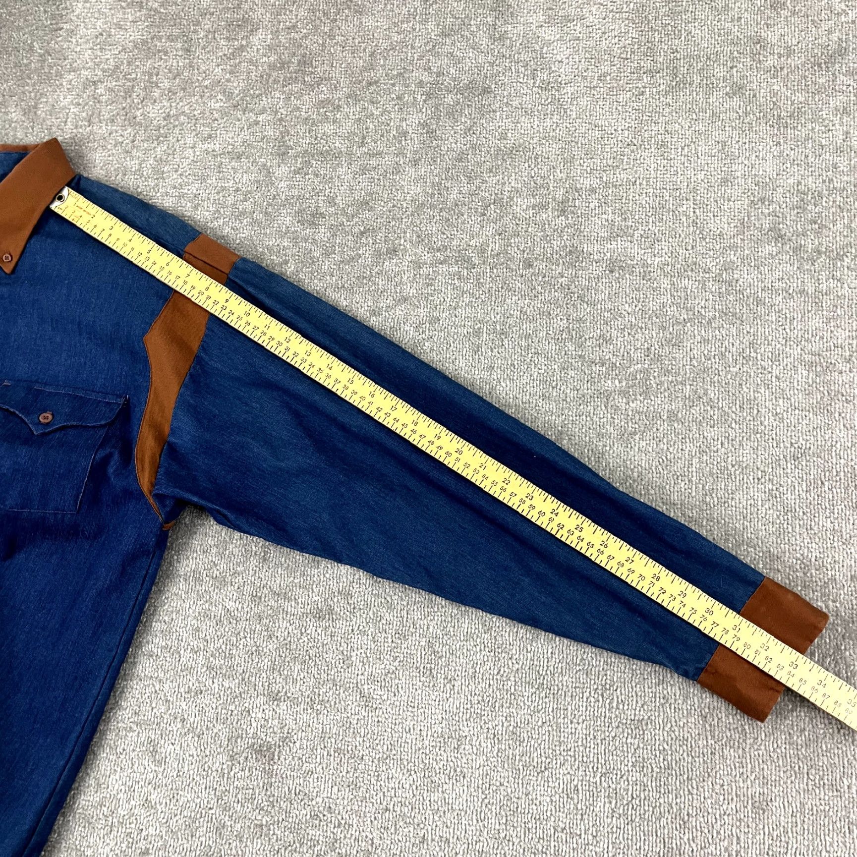 Vintage VINTAGE Panhandle Slim Button-Up Shirt Mens Large 16.5 Blue Solid Western Rodeo USA Size US L / EU 52-54 / 3 - 6 Thumbnail
