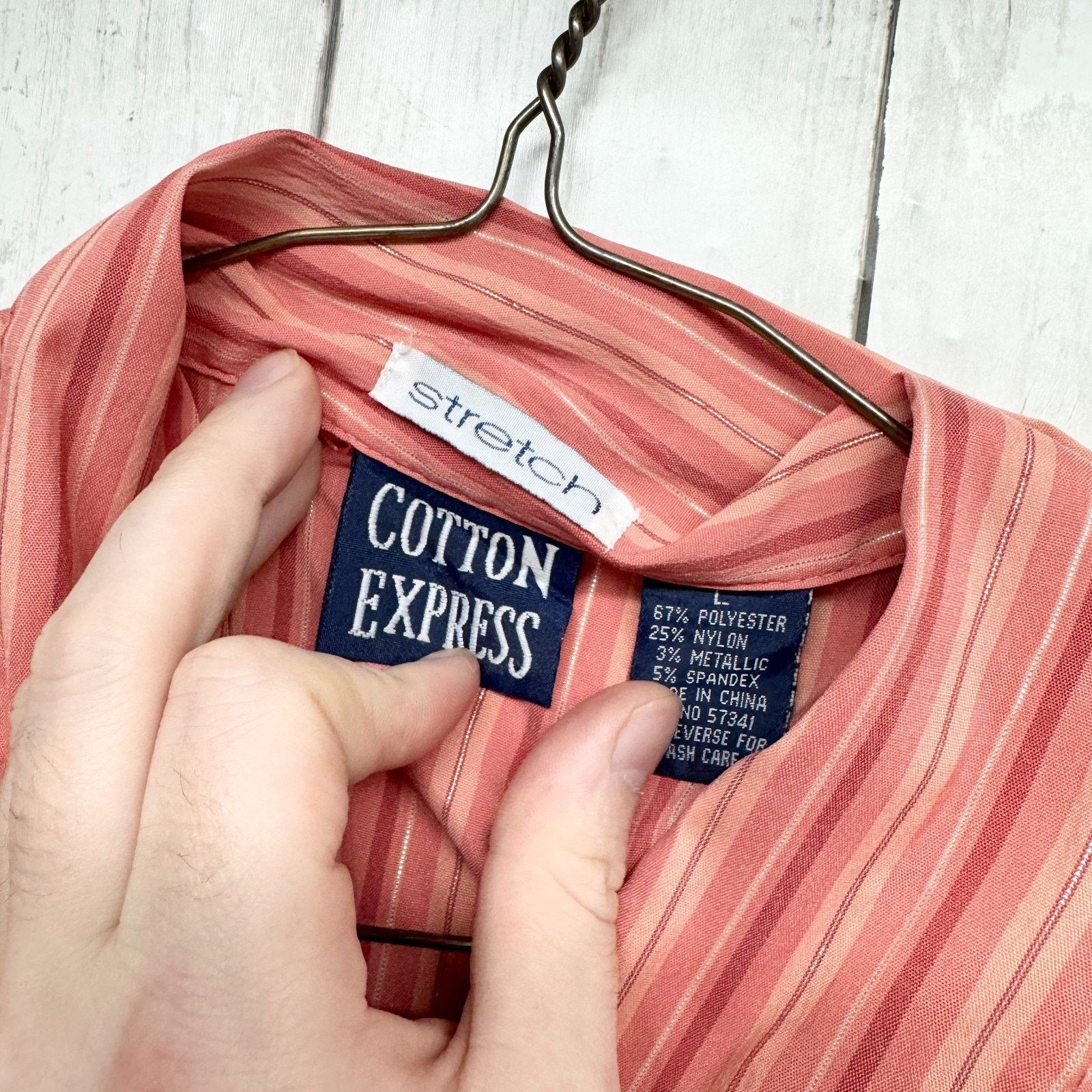 Vintage Vtg Cotton Express Blouse Lg Stripe Collared Sleeveless Tank Size L / US 10 / IT 46 - 5 Thumbnail