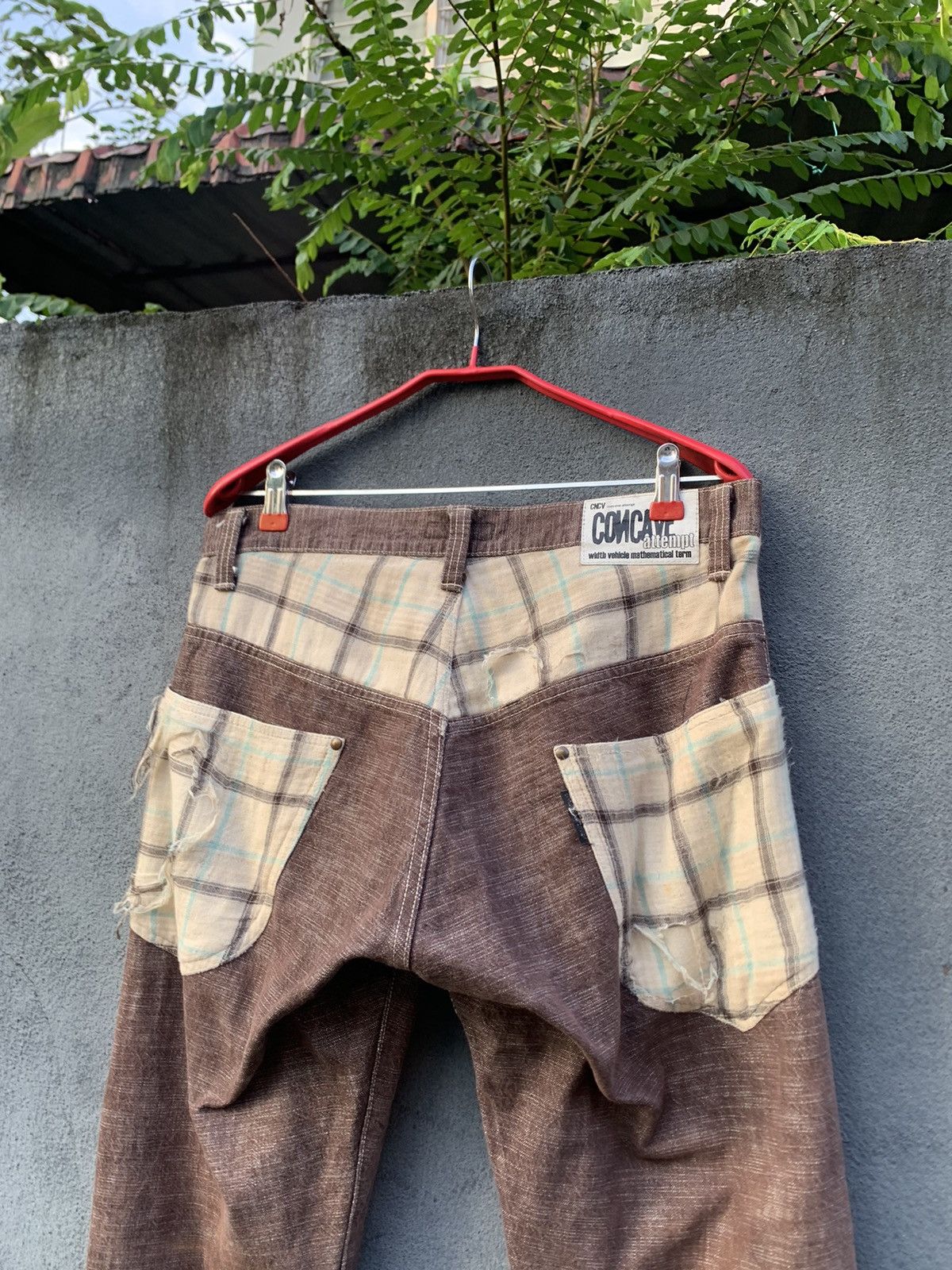 Vintage 👹VINTAGE CONCAVE DISTRESSED POCKET BROWN DENIM Size US 31 - 12 Thumbnail