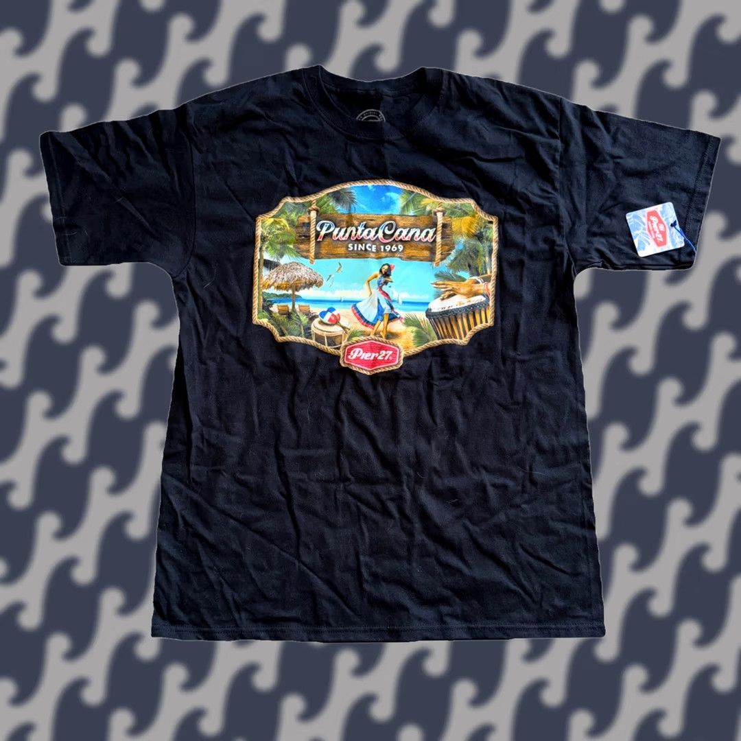 Vintage Pier 27 Punta Cana T Shirt Men’s Large Black Beach Vacation Graphic Canvas Cotton Shirt Mens | Beach Vacation 90s? Size US L / EU 52-54 / 3 - 1 Thumbnail