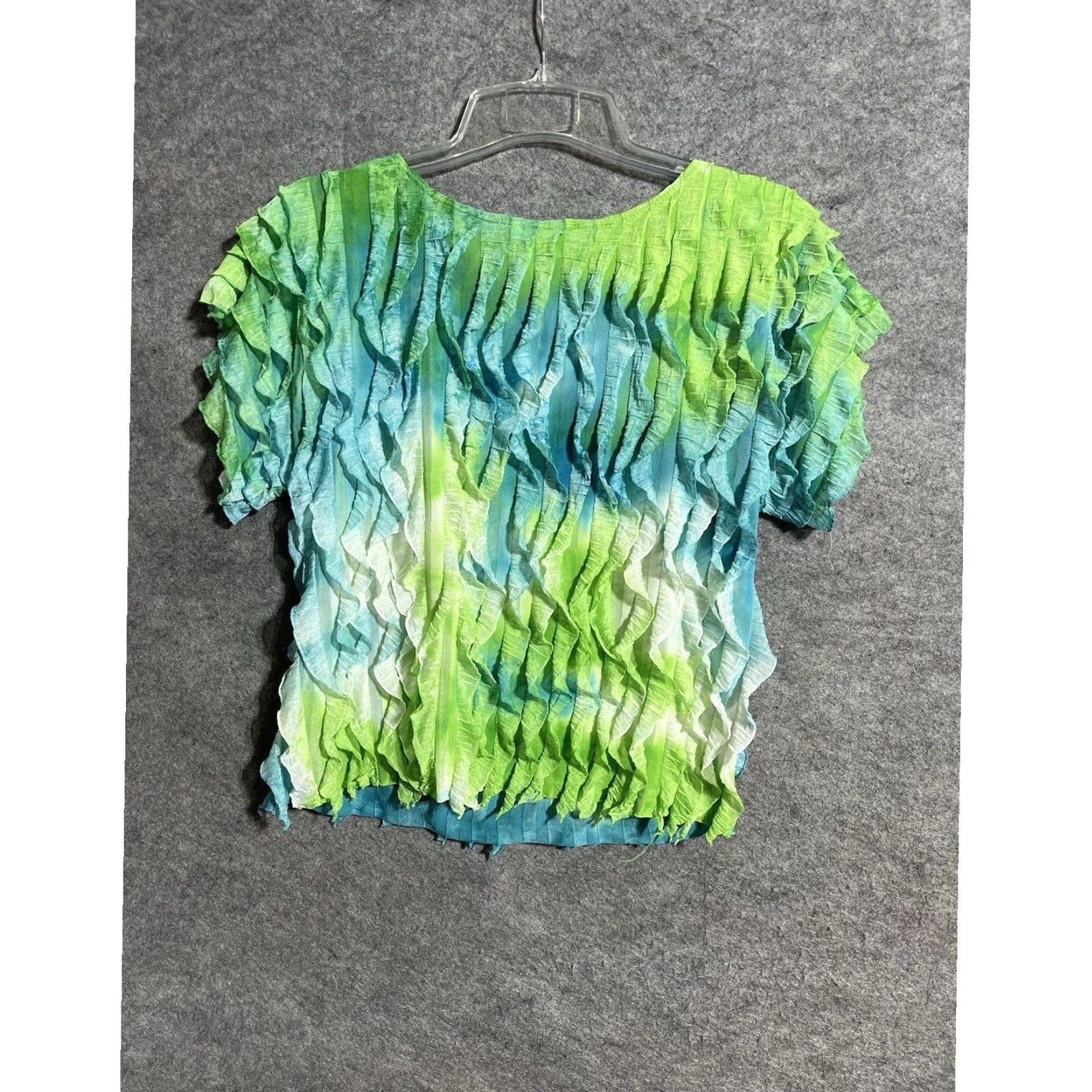 Vintage VINTAGE Allison Taylor Mermaid Ruffle Tie Dye Boho Festival Top M Short Sleeve Scoop Neck Women Blouse Size M / US 6-8 / IT 42-44 - 2 Thumbnail