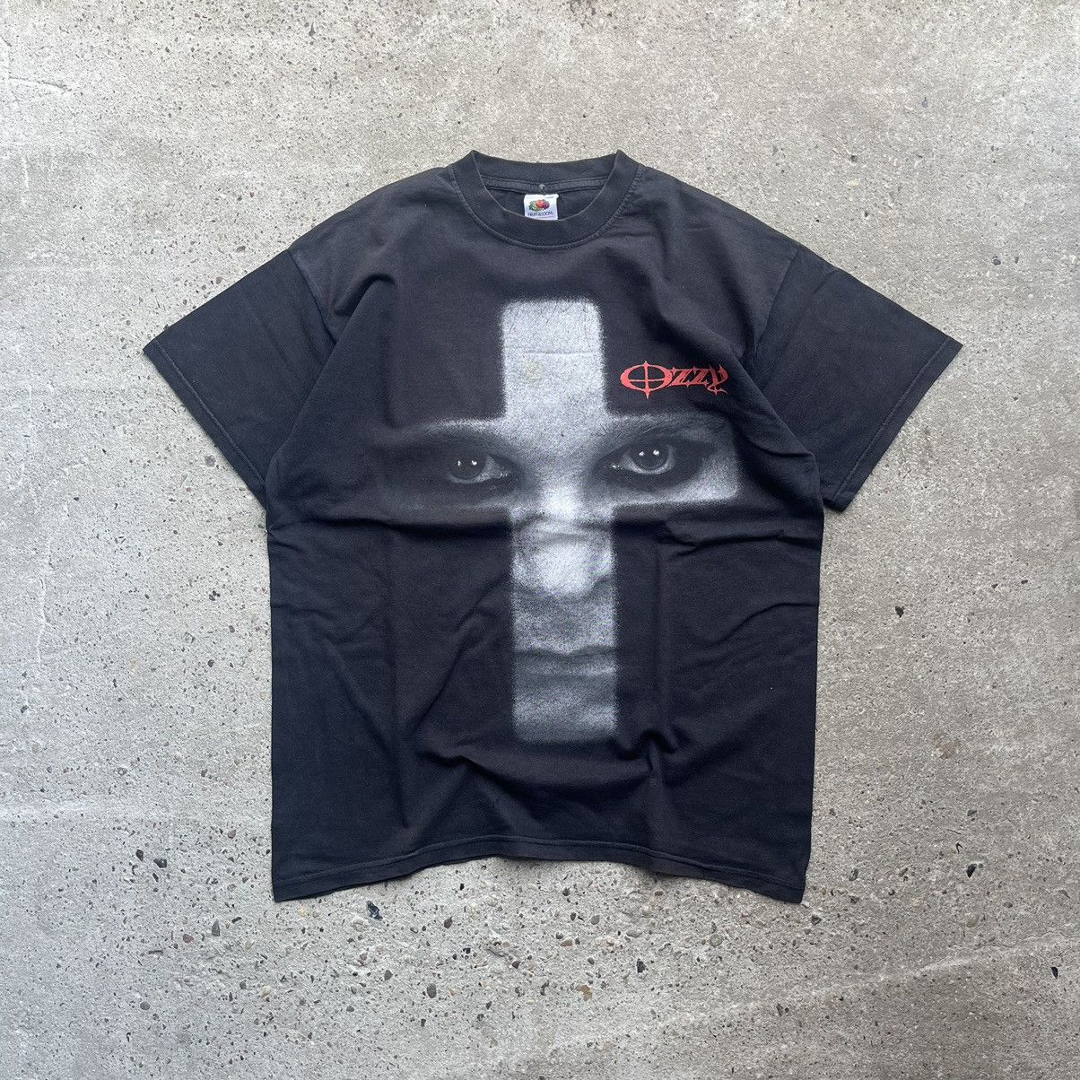 image of Vintage Ozzy Osborne 2004 Cross Affliction Band Tee Faded in Black, Men's (Size Medium)