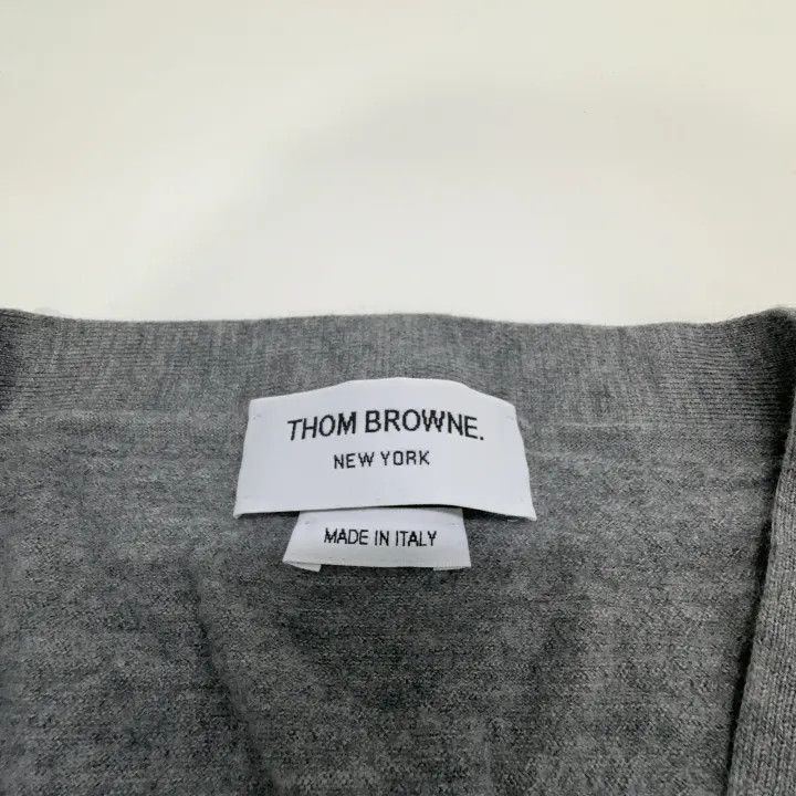 Thom Browne Thom Browne Gray V-Neck Wool Cardigan -2507 Size US L / EU 52-54 / 3 - 2 Thumbnail