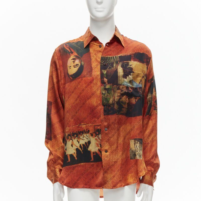 Yohji Yamamoto rare YOHJI YAMAMOTO 2004 100% silk Taisho Japanese portrait orange shirt JP2 M Size US M / EU 48-50 / 2 - 1 Thumbnail