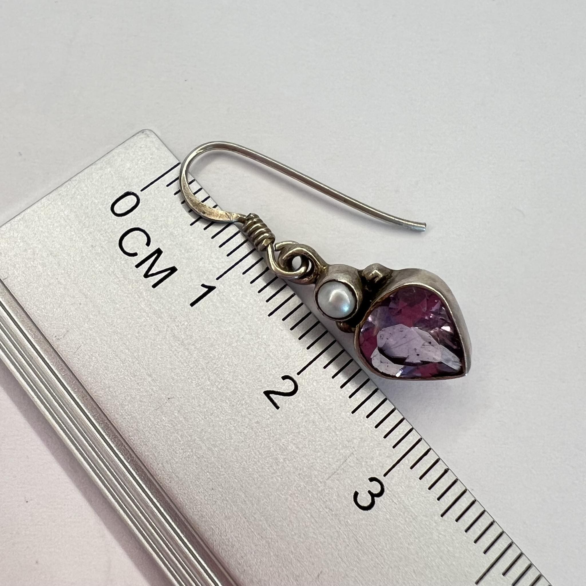 Vintage Vintage Sterling Silver 925 Jewelry Earrings Amethyst Stone Size ONE SIZE - 6 Thumbnail