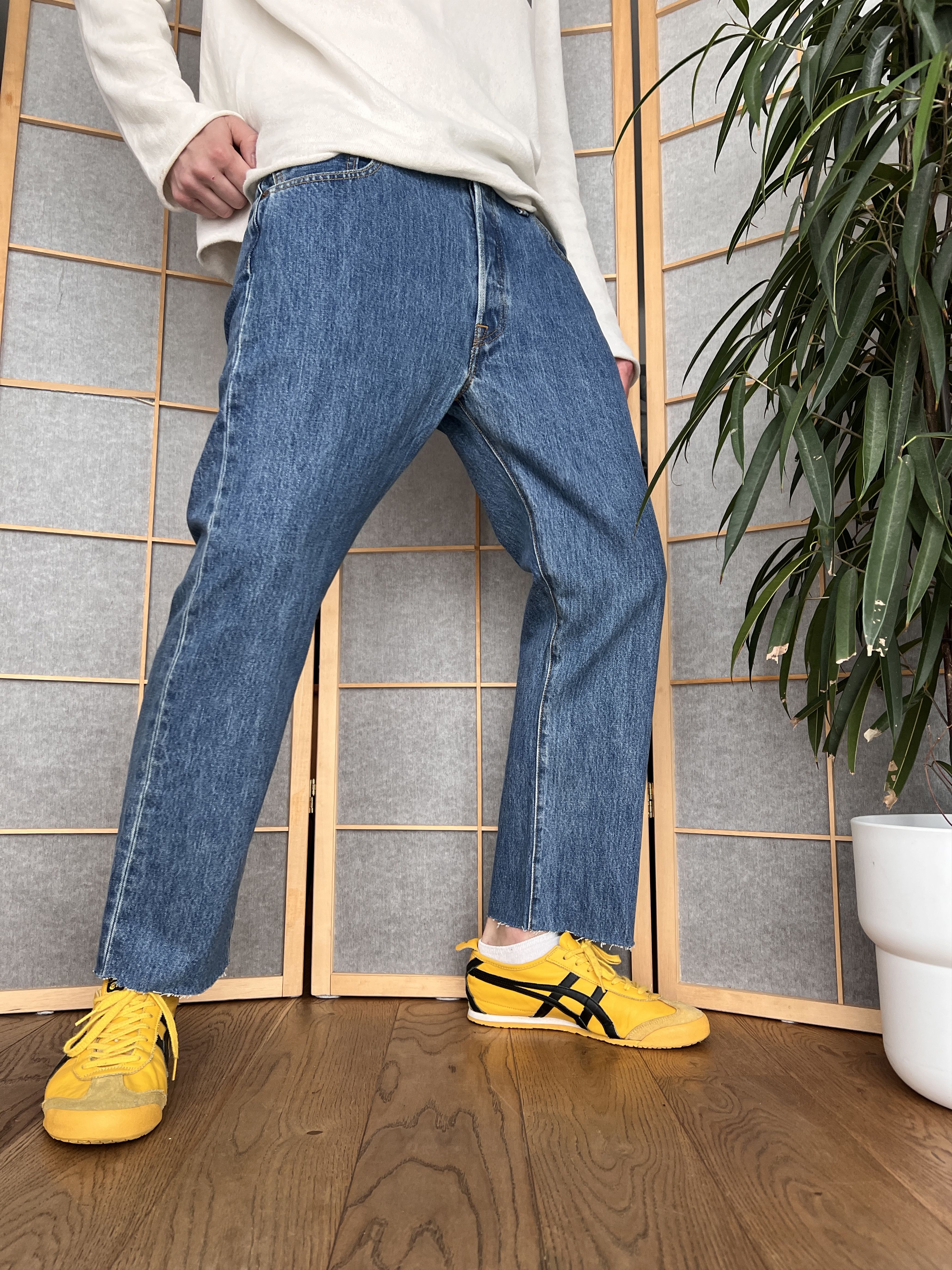Levi's New! Levis 501 croped retro navy blue y2k denim vintage boxy Size US 34 / EU 50 - 1 Thumbnail