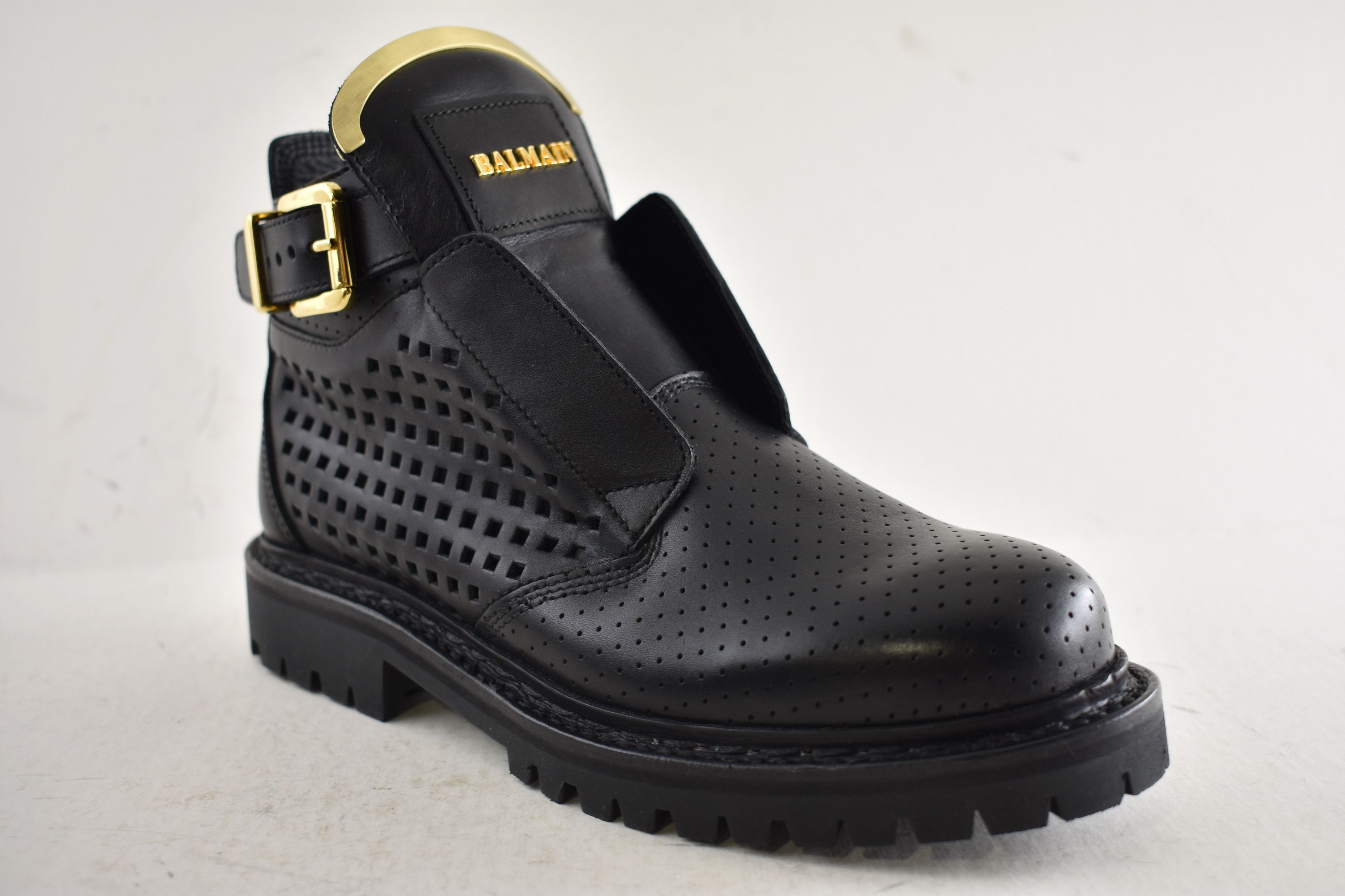 Balmain King Taiga Ranger Leather Perforated Gold Biker Moto Boot 36 Size US 6 / IT 36 - 4 Thumbnail