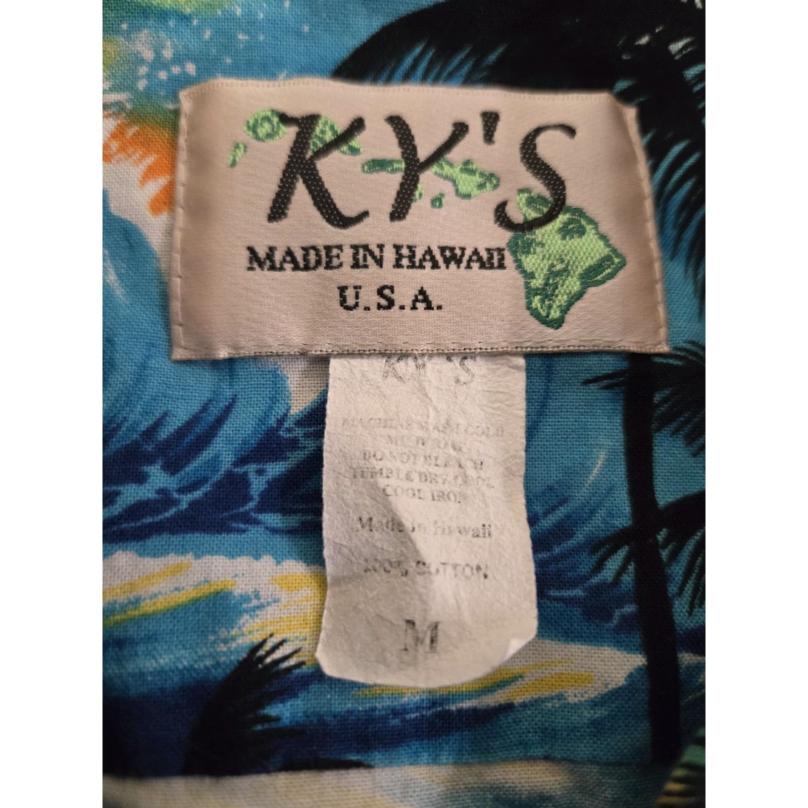 ALOHAS KY'S Shirt Mens Medium Blue Hawaiian Aloha Motorcycle Surf Made in Hawaii USA Size US M / EU 48-50 / 2 - 4 Thumbnail