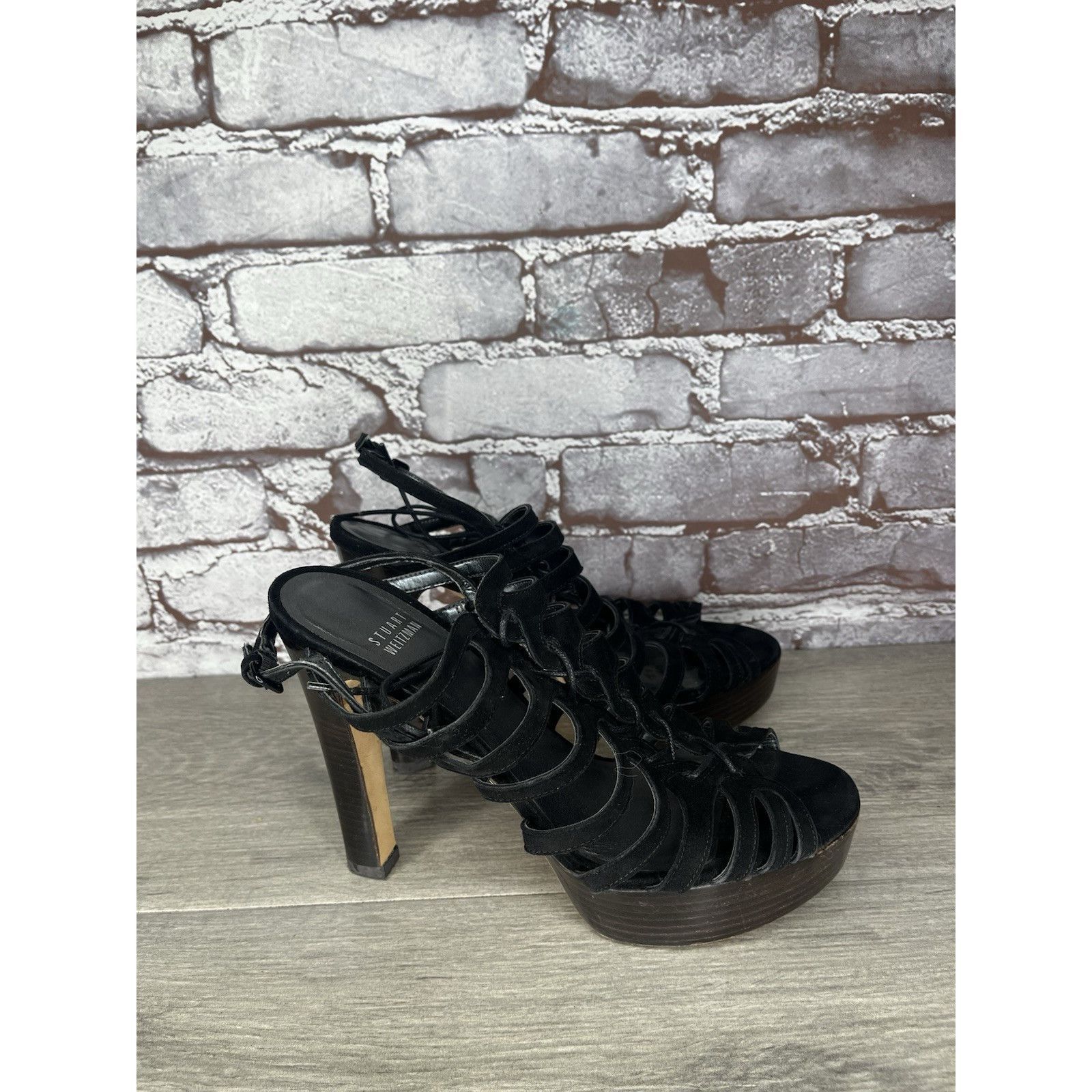 Stuart Weitzman Stuart Weitzman Black Suede Leather Caged Stiletto Heels Wom Size US 6 / IT 36 - 16 Thumbnail