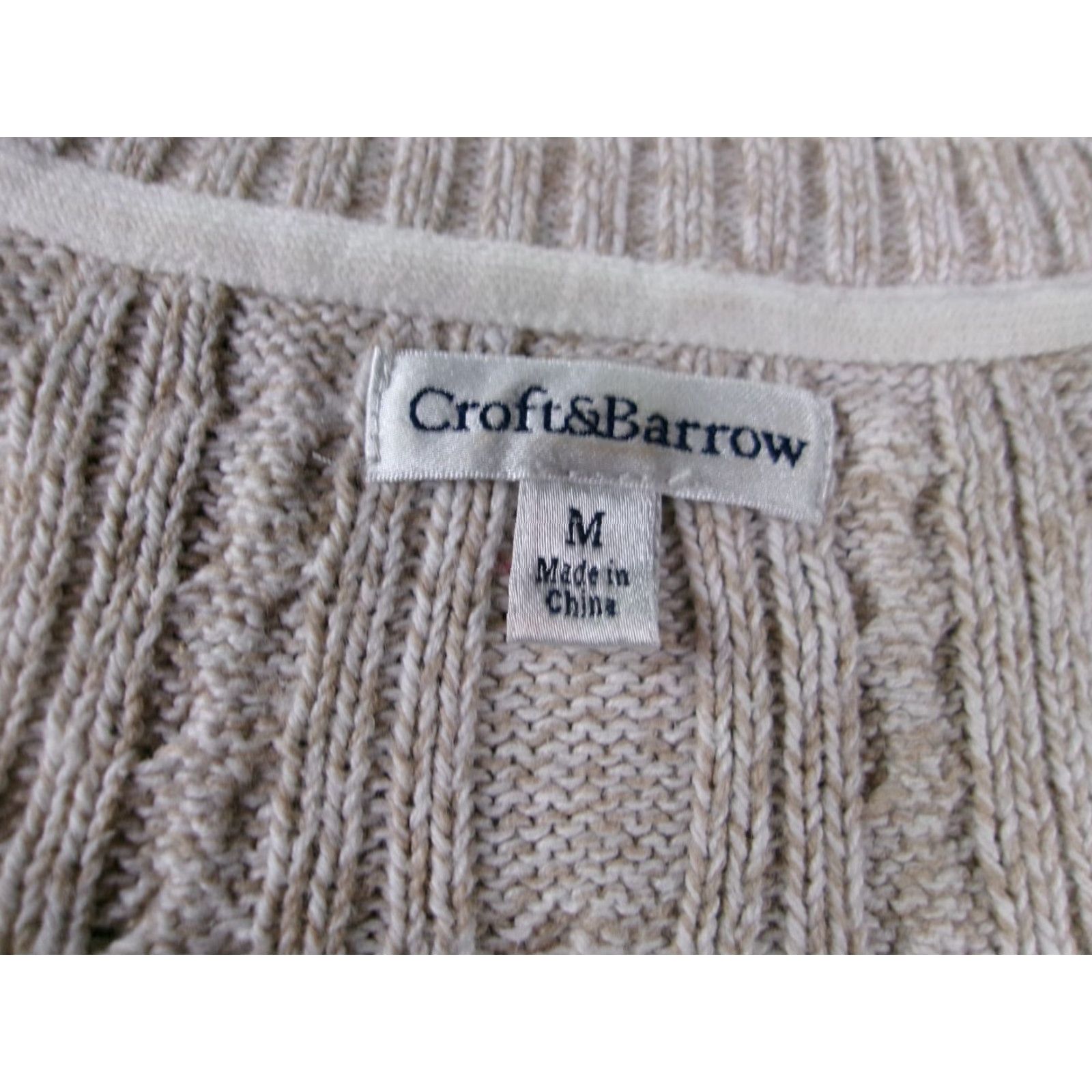 Croft & Barrow Croft Barrow Cable Knit Sweater Womens M V-Neck Beige Classic Casual Cozy Pullover Raglan Sleeve Long Sleeve Cotton Size M / US 6-8 / IT 42-44 - 6 Thumbnail