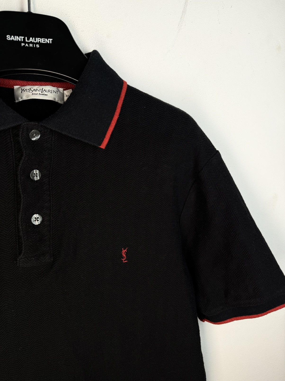 Yves Saint Laurent Black YSL Polo Shirt Yves Saint Laurent Tee YSL Shirt Size US M / EU 48-50 / 2 - 1 Thumbnail