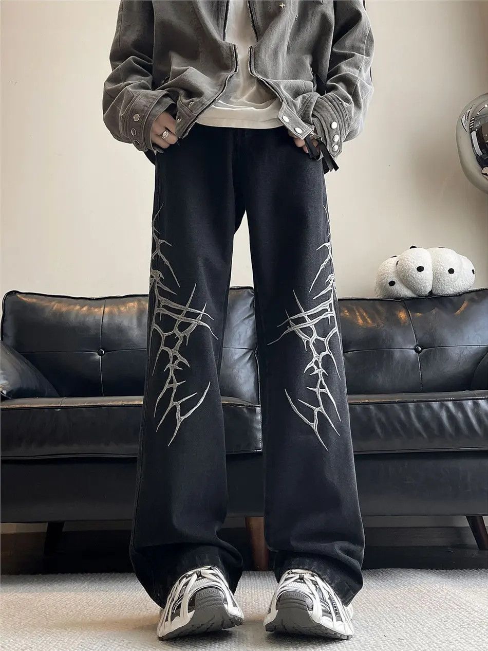 Japanese Brand Retro loose embroidered micro flared jeans Size US 32 / EU 48 - 6 Thumbnail