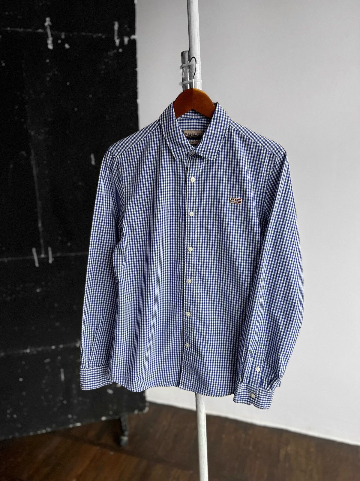 Designer × Napapijri Napapijri Blue White Checked Long Sleeve Button Up Shirt Size US S / EU 44-46 / 1 - 1 Thumbnail
