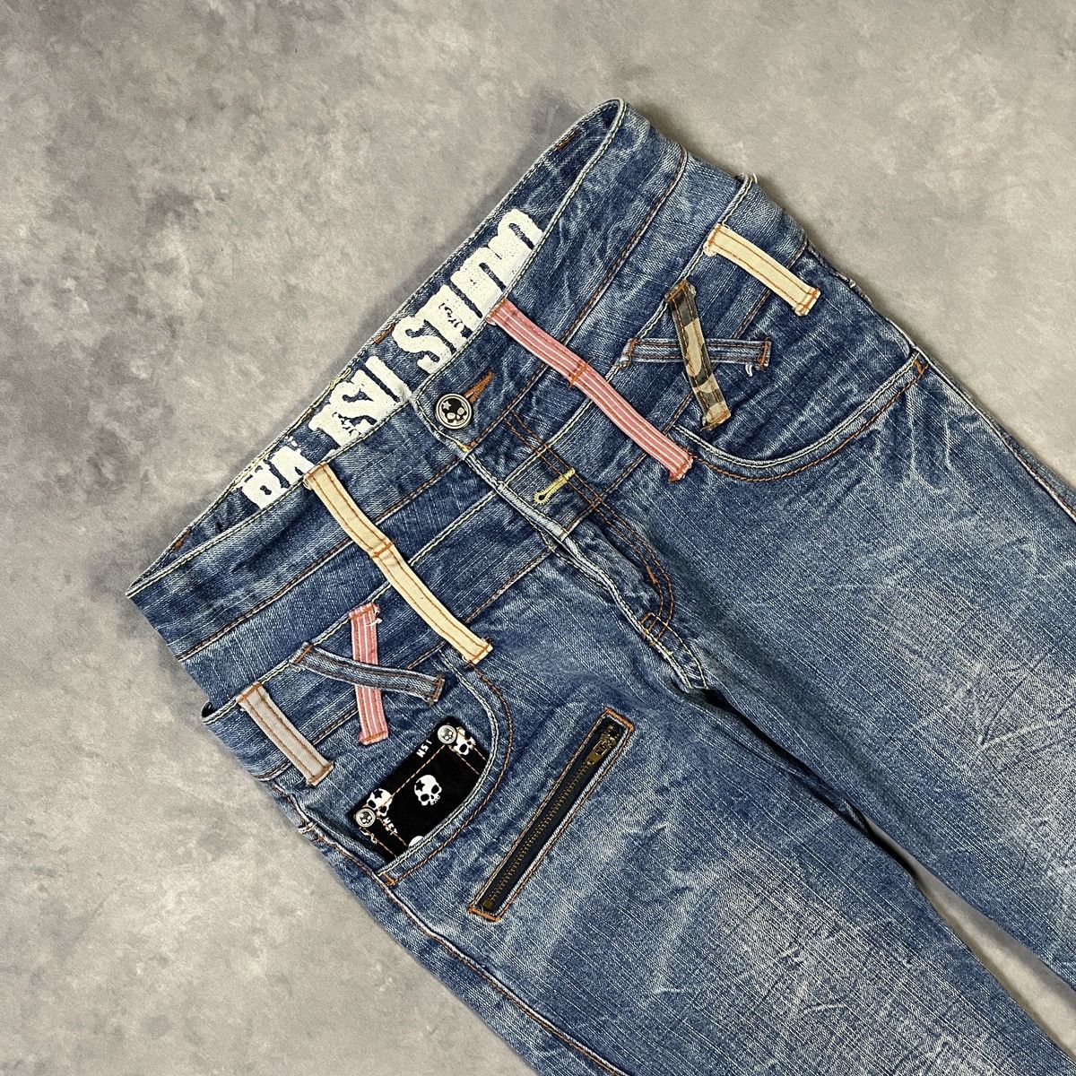Japanese Brand 2000s BA-TSU STUDIO Double Waist Y2K Style Jeans Size US 28 / EU 44 - 2 Thumbnail