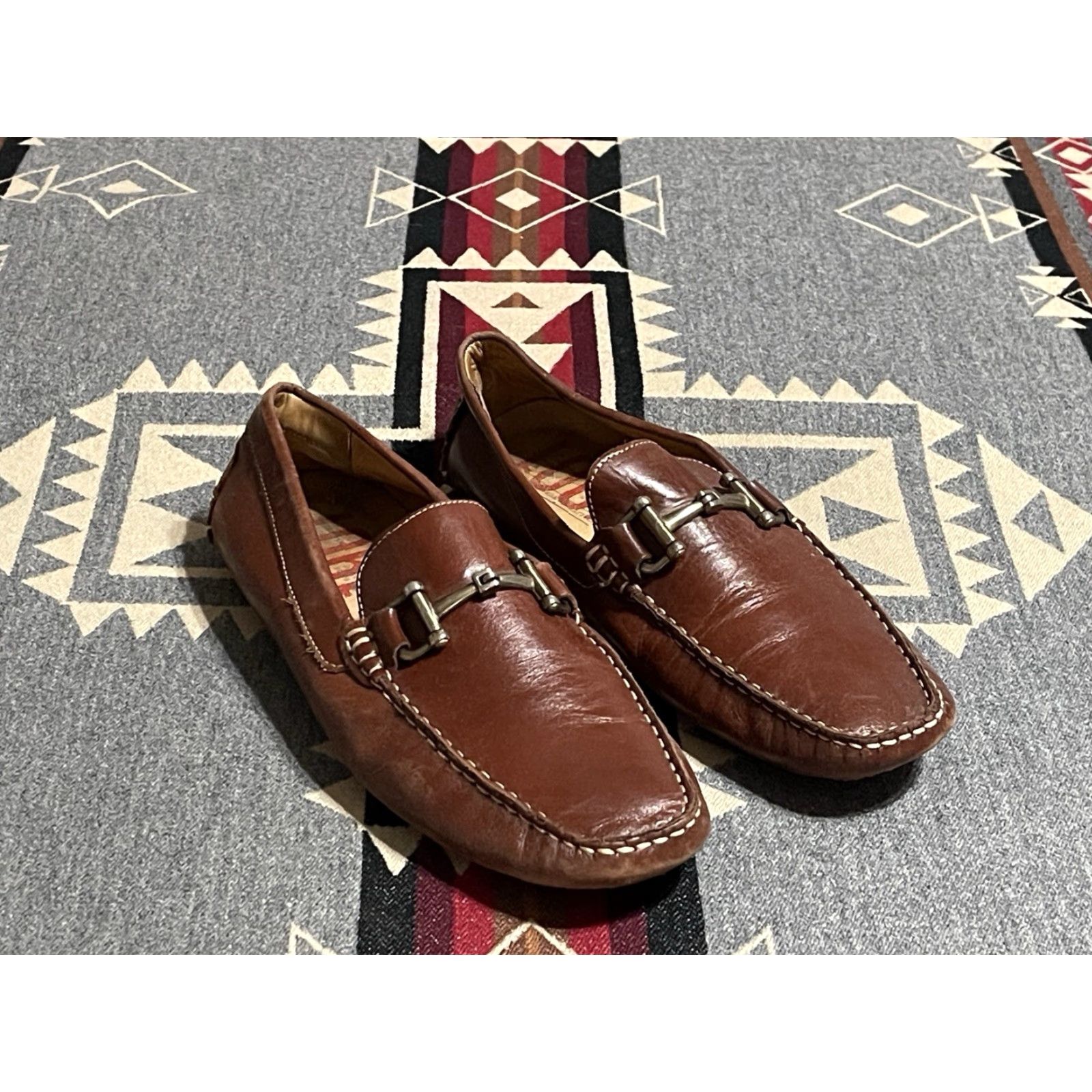 1901 Leather Slip-On Penny Driving Loafers Brown Men display picture 1
