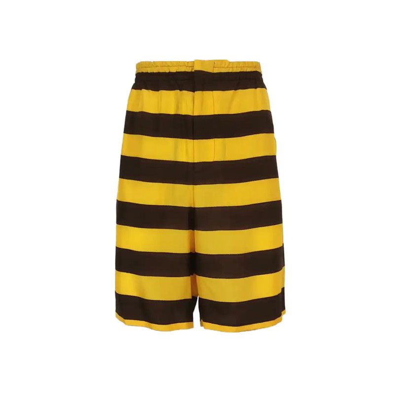 Prada Yellow Striped Silk Shorts for Men