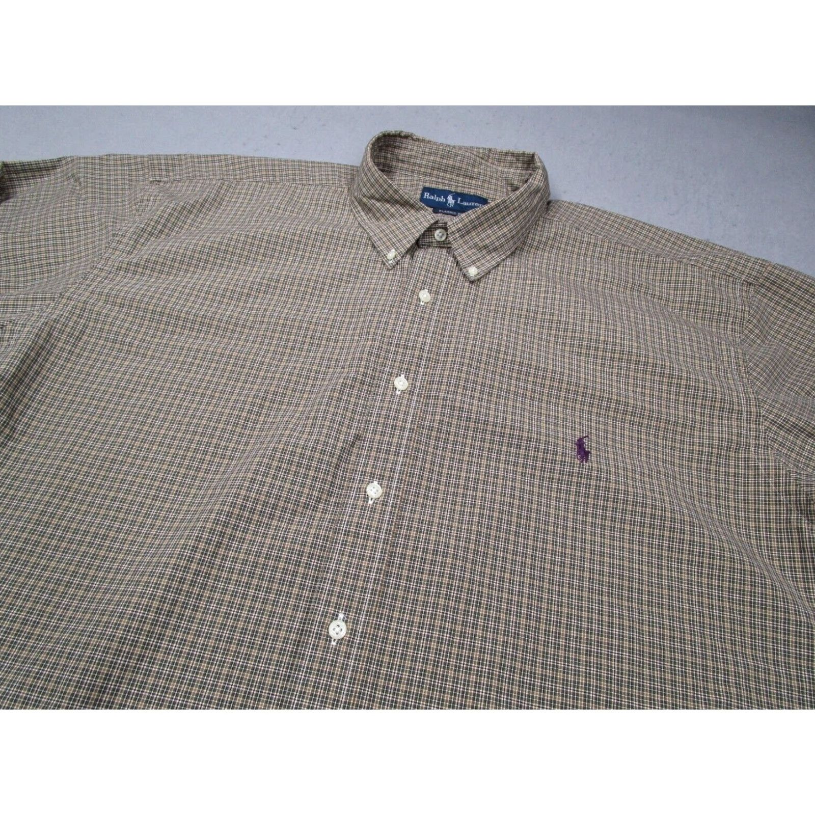 Ralph Lauren VINTAGE Ralph Lauren Shirt Mens 2XB Green Check Button Up Classic Pony Shirt Size US XXL / EU 58 / 5 - 2 Thumbnail