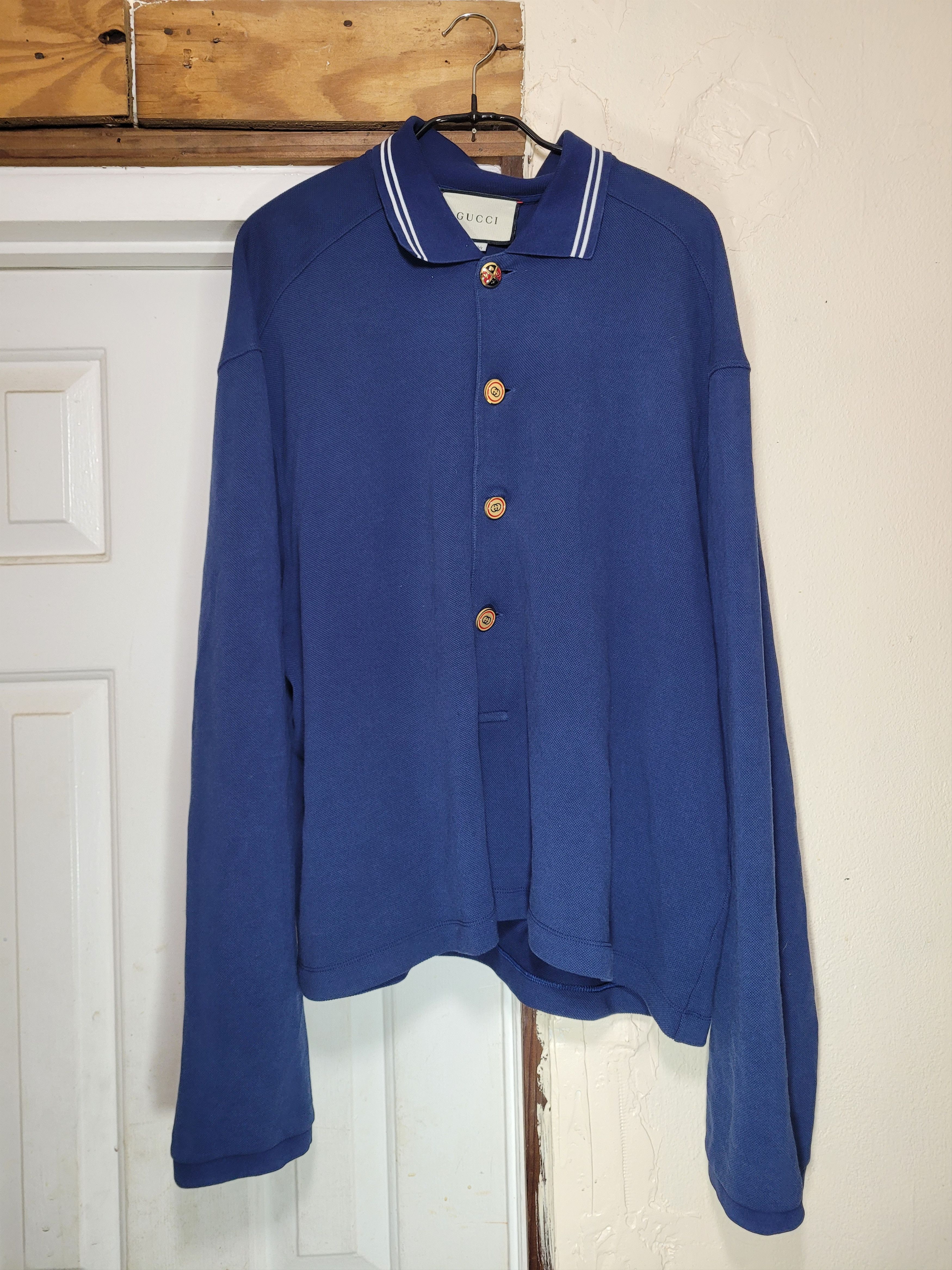 image of Gucci Oversized Polo in Blue, Women's (Size XL)