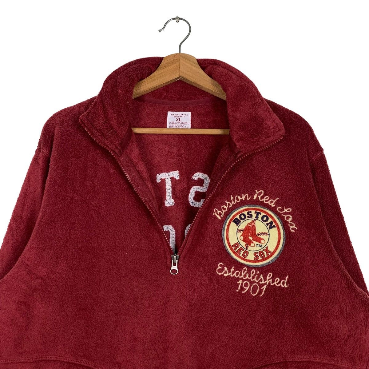 Japanese Brand MLB BOSTON RED SOX Half Zip Turtle Neck Fleece #0044-C3 Size US XL / EU 56 / 4 - 11 Thumbnail