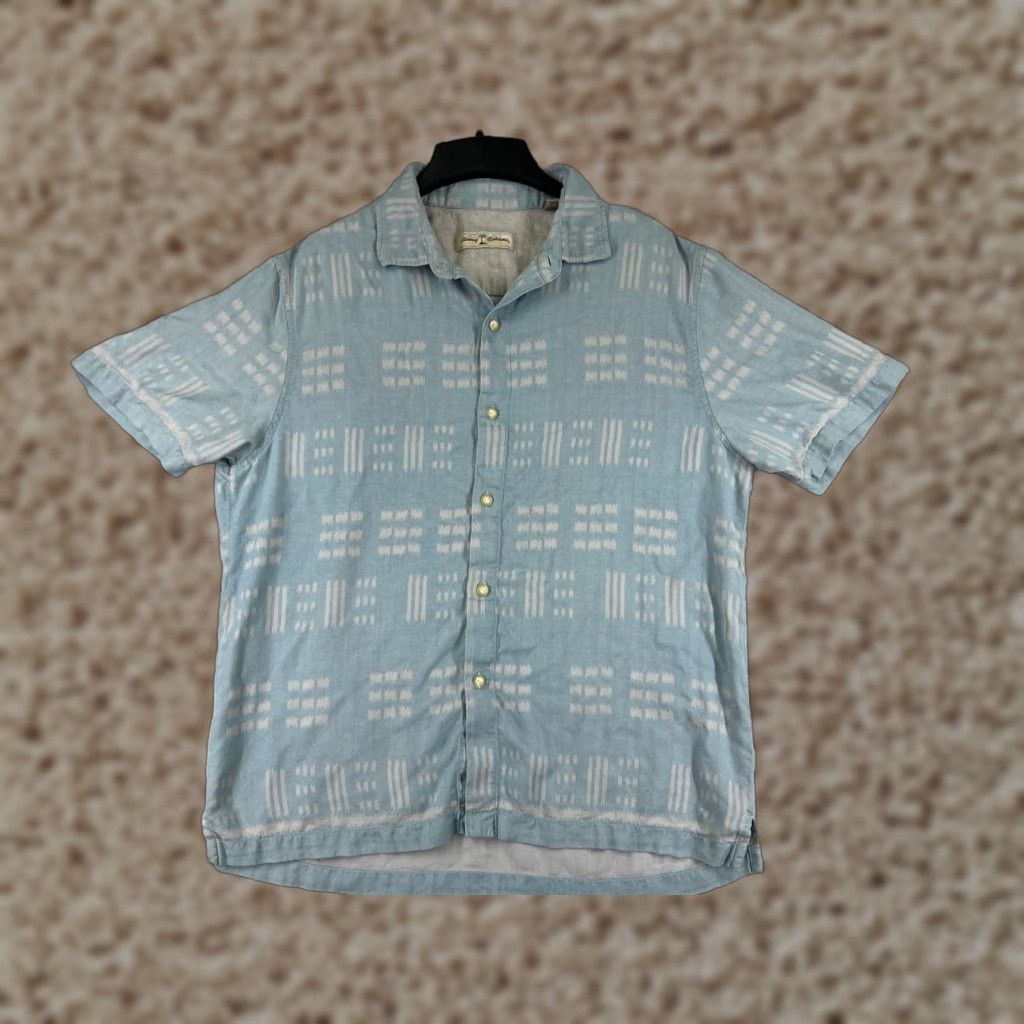 Tommy Bahama Tommy Bahama Shirt Large Mens Blue Beige Button Up Hawaiian Silk Blend Vacation Size US L / EU 52-54 / 3 - 1 Thumbnail