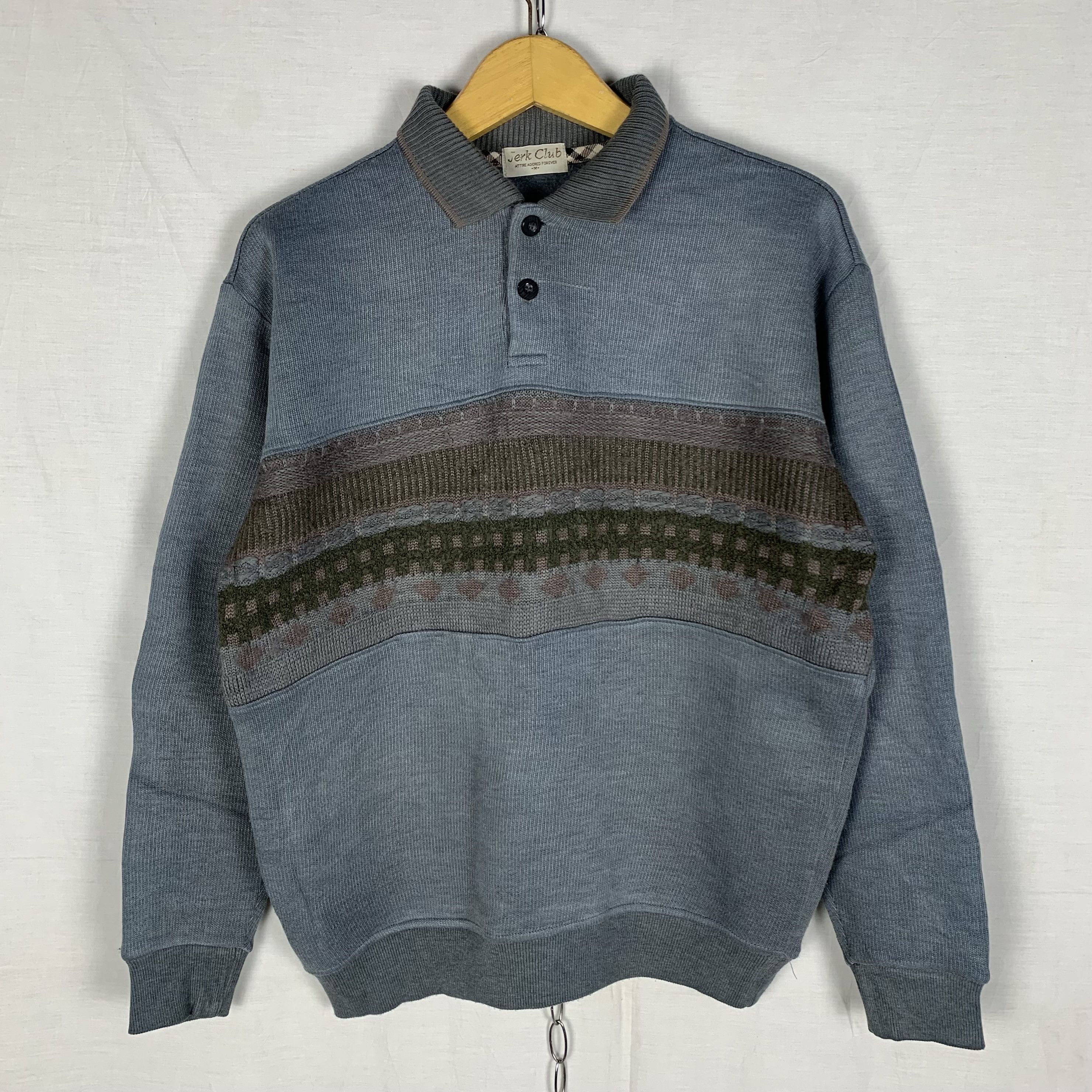 Vintage Vintage 90s Jerk Club Collared Sweatshirt Crewneck Size US M / EU 48-50 / 2 - 1 Thumbnail