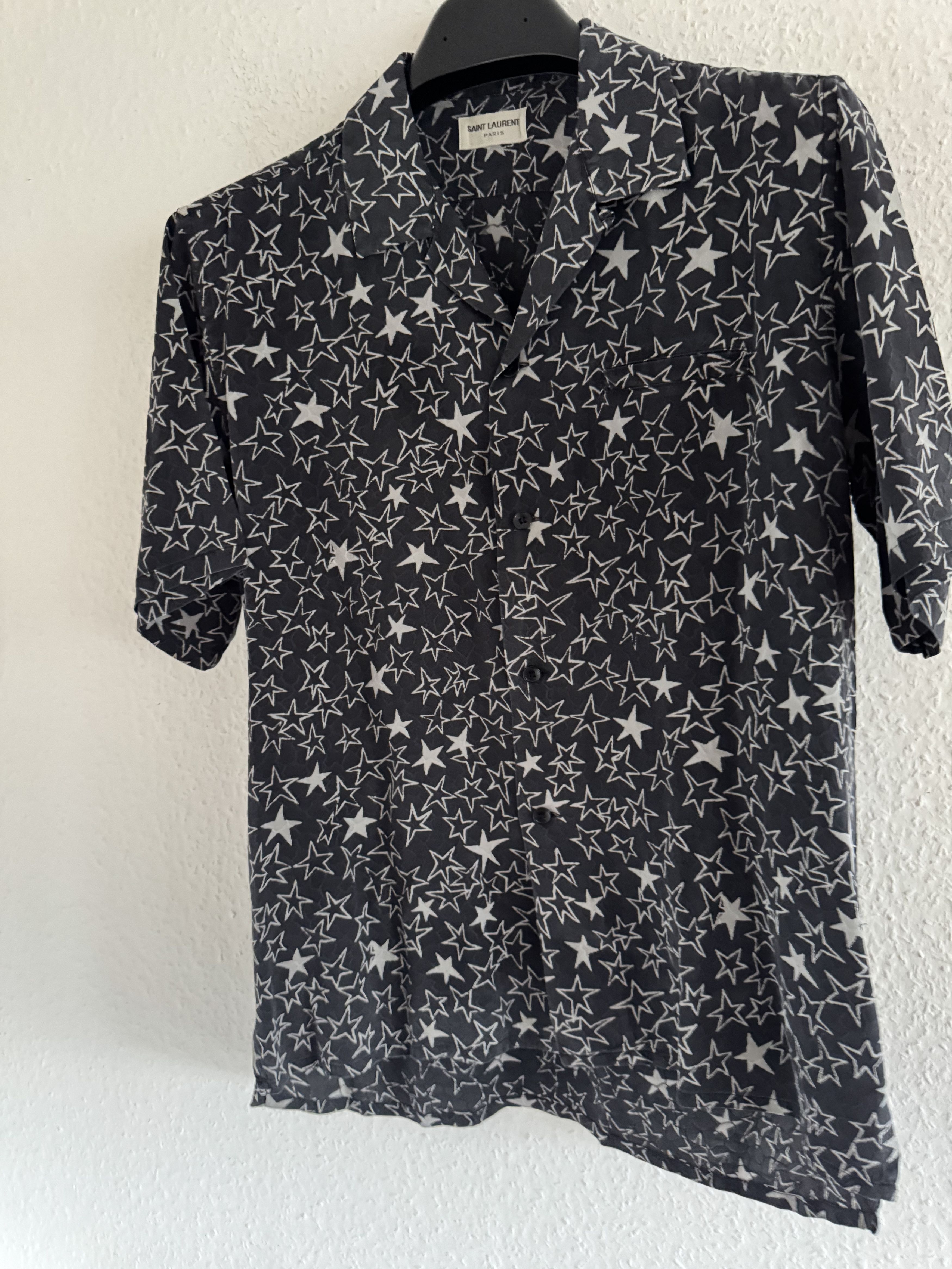 Saint Laurent Paris SS20 Star Print Silk Shirt Size US S / EU 44-46 / 1 - 10 Thumbnail