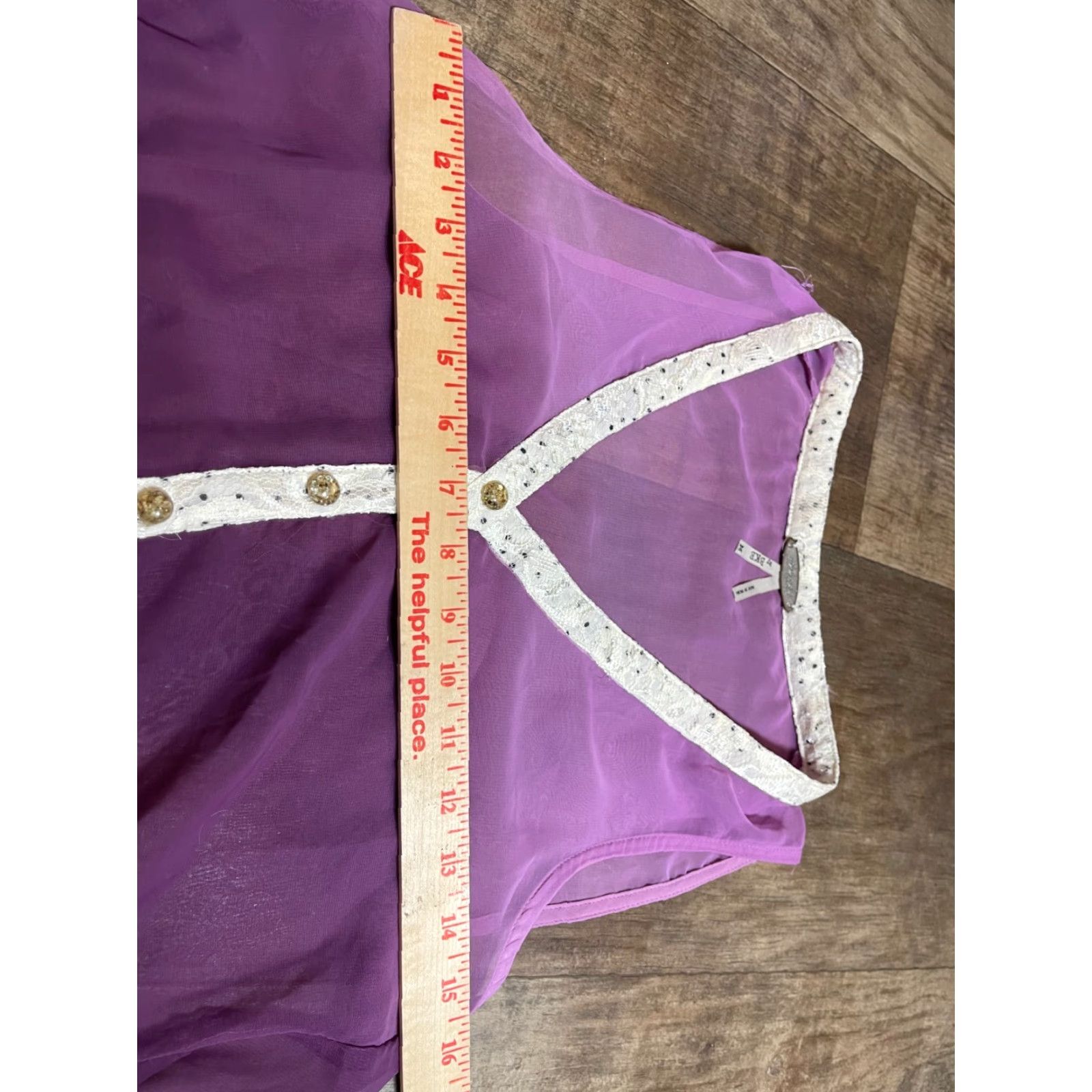 Vintage Gimmicks BKE Coverup Top Womens Medium M Purple Sleeveless Button-Up, Sheer, Casual, Regular Fit, Solid Size M / US 6-8 / IT 42-44 - 3 Thumbnail