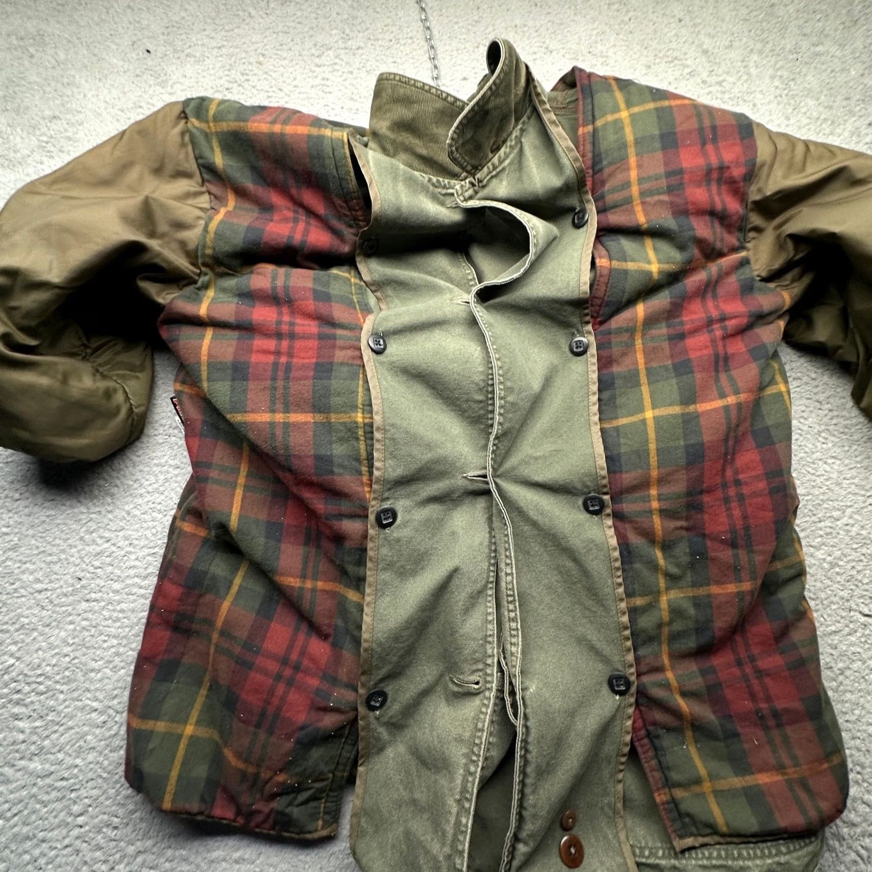 Vintage LL Bean JX75 Primaloft Plaid Lined Canvas Barn Chore Work Coat Mens XL Green Coat Size US XL / EU 56 / 4 - 7 Thumbnail