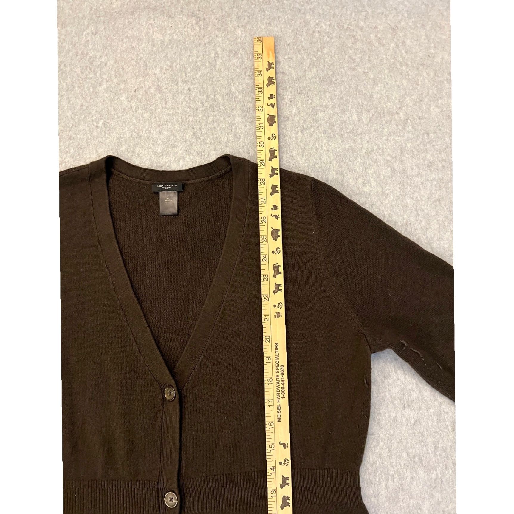 Ann Taylor Ann Taylor Cardigan Women XL Brown Wool Blend V Neck Button Front Size XL / US 12-14 / IT 48-50 - 2 Thumbnail