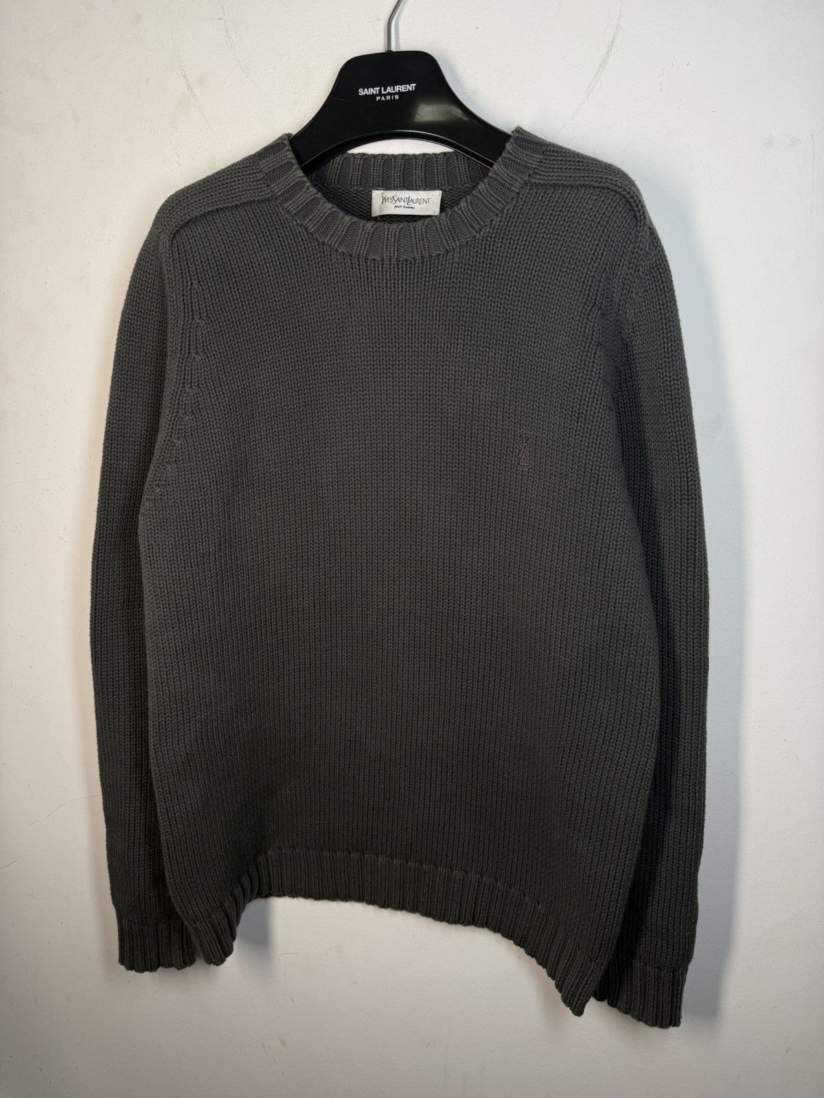 Yves Saint Laurent Heavy YSL Sweater Knit Dark Grey Thick Size US M / EU 48-50 / 2 - 15 Thumbnail