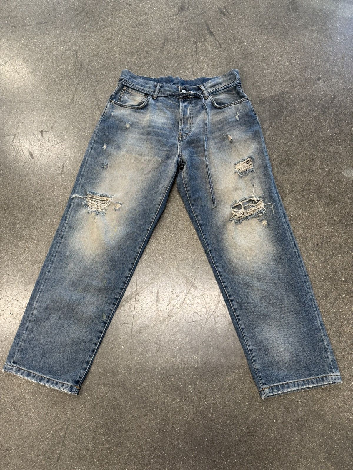Acne Studios Acne Studios Belted Distressed Jeans Blue Size US 32 / EU 48 - 1 Thumbnail