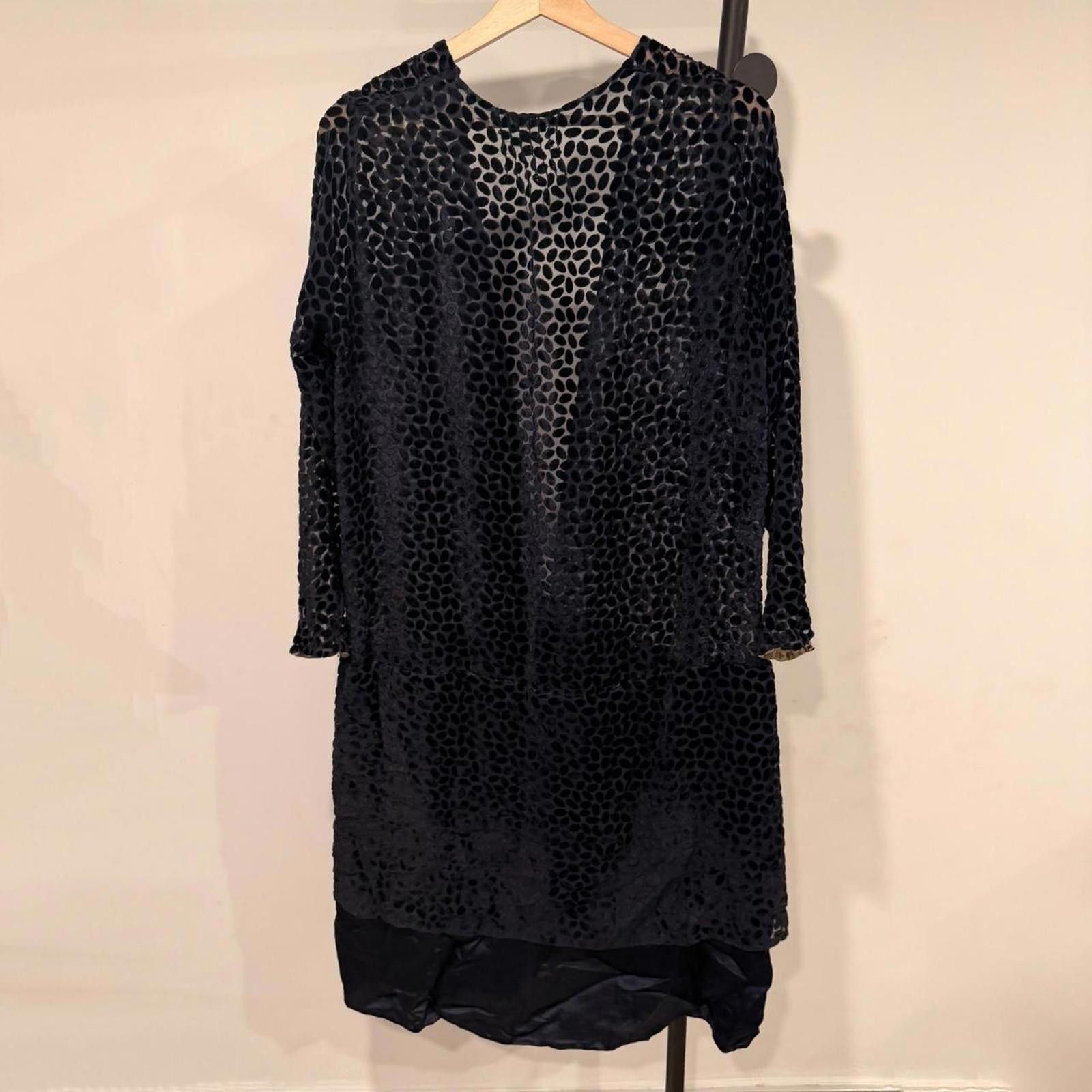 Other Antique 20s Silk Burnout Velvet Plunge Dress Flapper Devoré Size S / US 4 / IT 40 - 2 Thumbnail