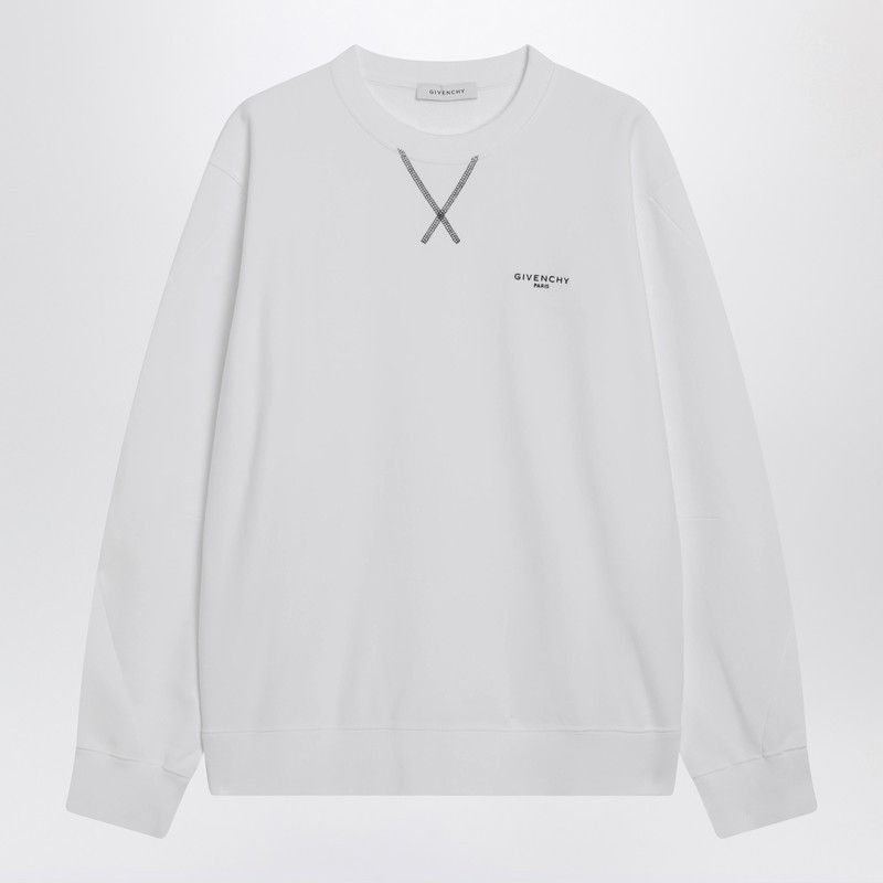 Givenchy Givenchy White Couture Seam Sweatshirt With Embroidered Logo Size US XL / EU 56 / 4 - 1 Thumbnail