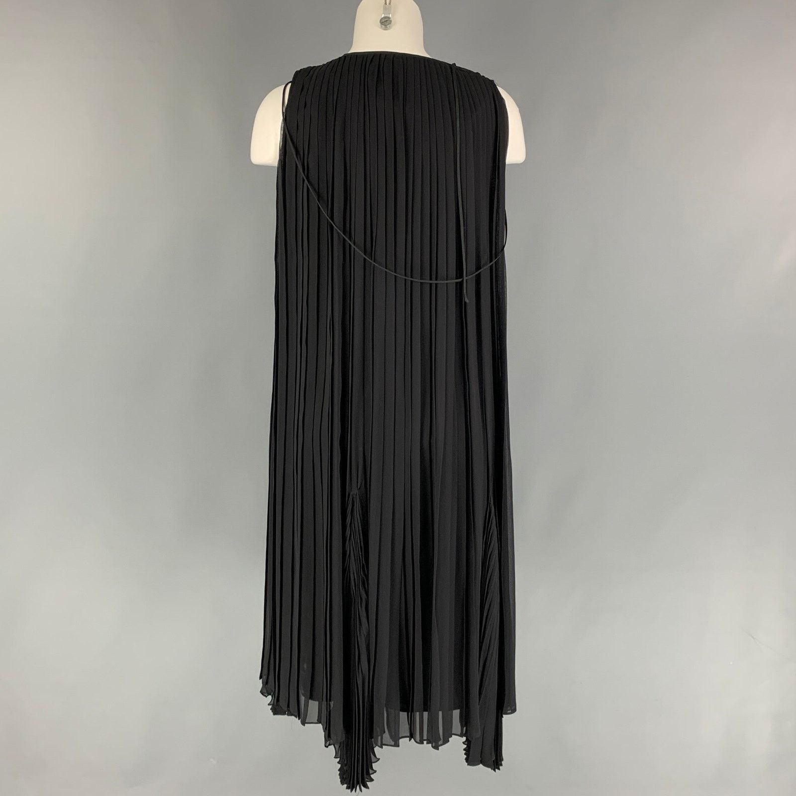 Hussein Chalayan HUSSEIN CHALAYAN Size M Black Silk Pleated A-Line Dress Size M / US 6-8 / IT 42-44 - 4 Thumbnail