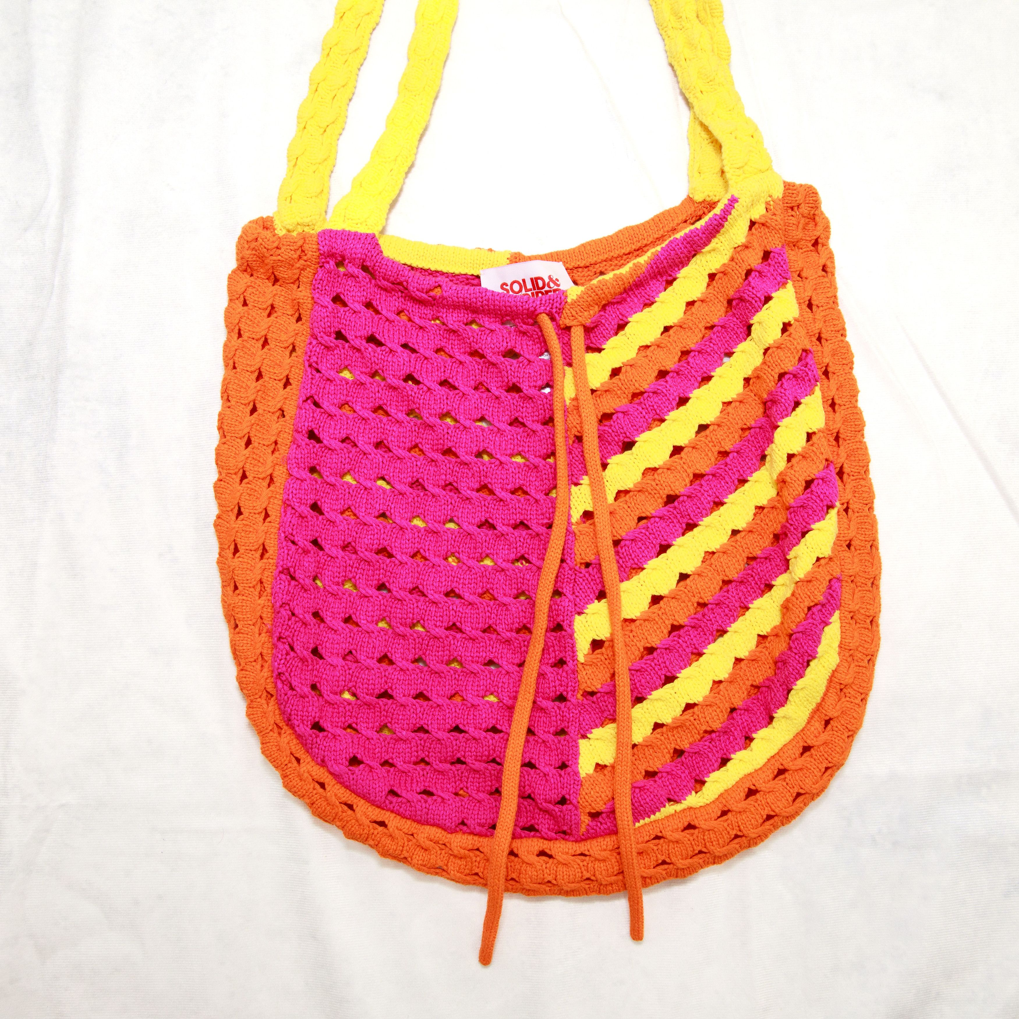 Solid & Striped Solid and Striped Slouchy Bag Pink Yellow Orange Crochet Size ONE SIZE - 2 Thumbnail