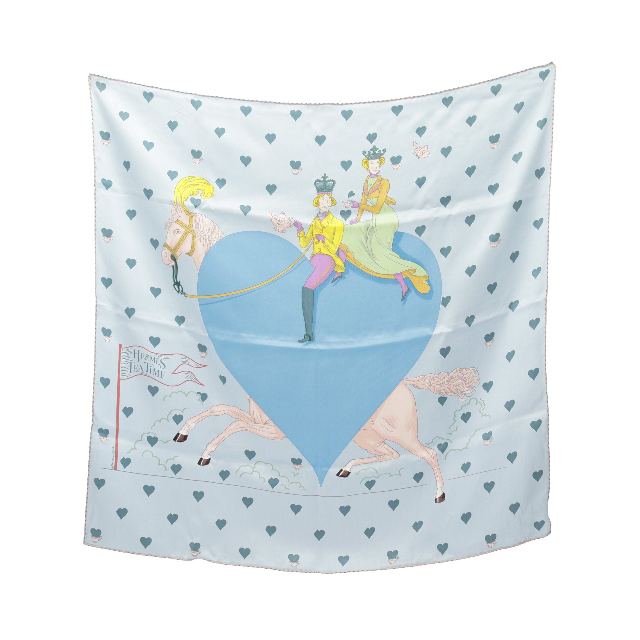 Hermes Hermes Carres 70 Hermes Tea Time Scarf Silk Light Blue Multicolor Size ONE SIZE - 1 Thumbnail