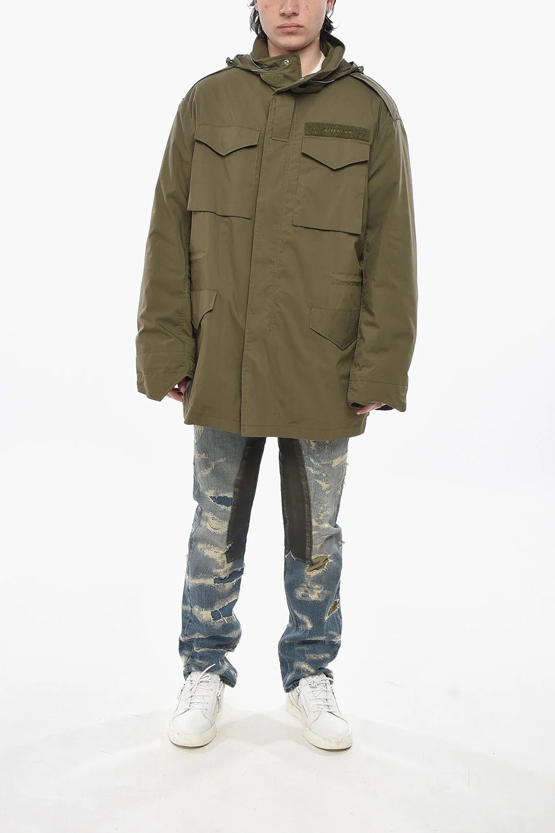 Givenchy og1mm0326 Cotton-Blend Multi-Pocket Parka in Military Green Size US S / EU 44-46 / 1 - 4 Thumbnail
