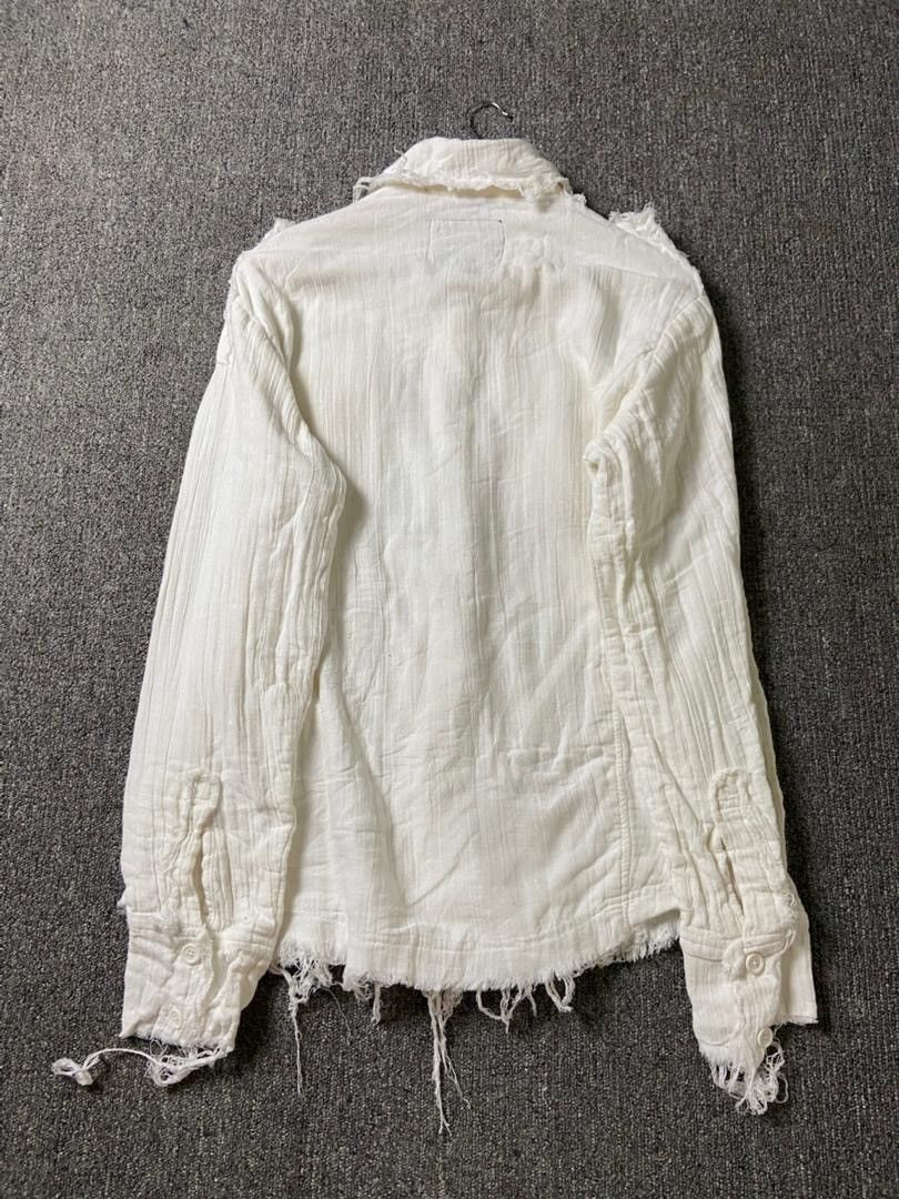 Japanese Brand J.I.M.S Brand Distressed Frayed Button Up Shirt (182) Size US XL / EU 56 / 4 - 2 Thumbnail