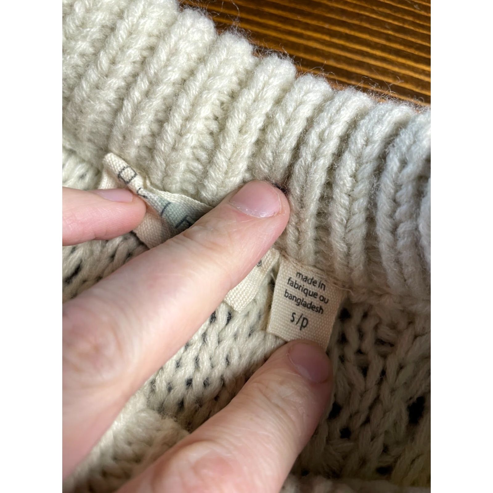 Vintage Retrod Sweater Women's Cream Black Size Small Petite Cable Knitted Ribbed Edges Size S / US 4 / IT 40 - 6 Thumbnail