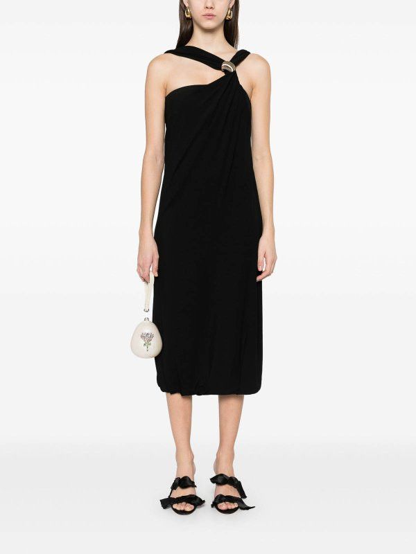 Lanvin o1y0326 Midi Dress in Black Size M / US 6-8 / IT 42-44 - 2 Thumbnail