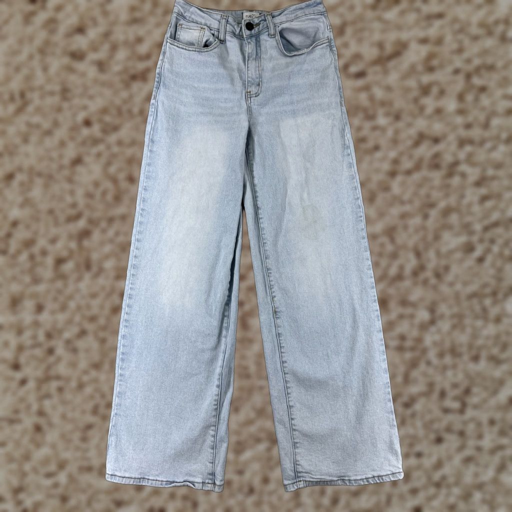 Vintage Rue21 Blue Denim Jeans Women 7 Wide-Leg 90s Look Cotton Blend Stretch Jeans Size 28" / US 6 / IT 42 - 1 Thumbnail
